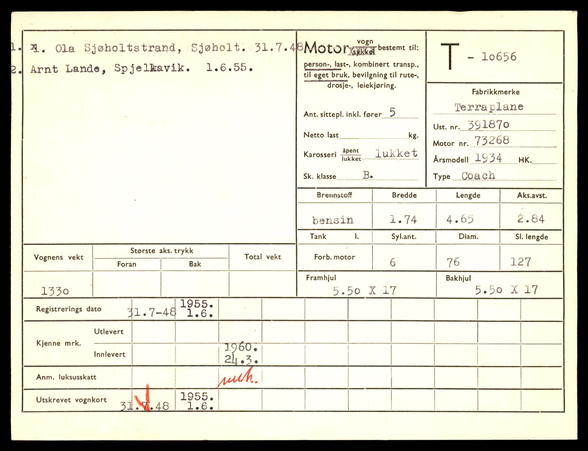 Møre og Romsdal vegkontor - Ålesund trafikkstasjon, AV/SAT-A-4099/F/Fe/L0022: Registreringskort for kjøretøy T 10584 - T 10694, 1927-1998, p. 2055