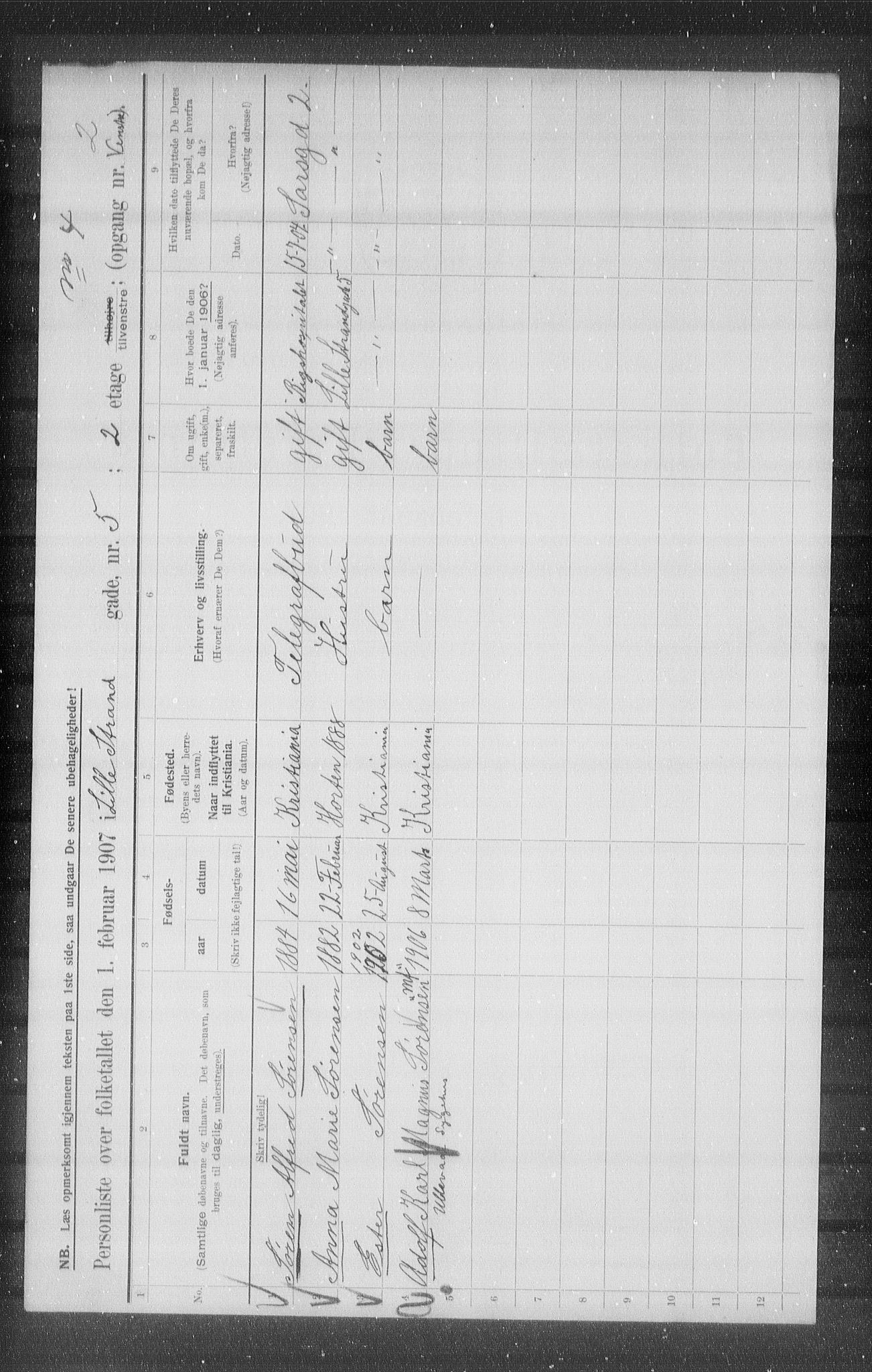 OBA, Municipal Census 1907 for Kristiania, 1907, p. 29658