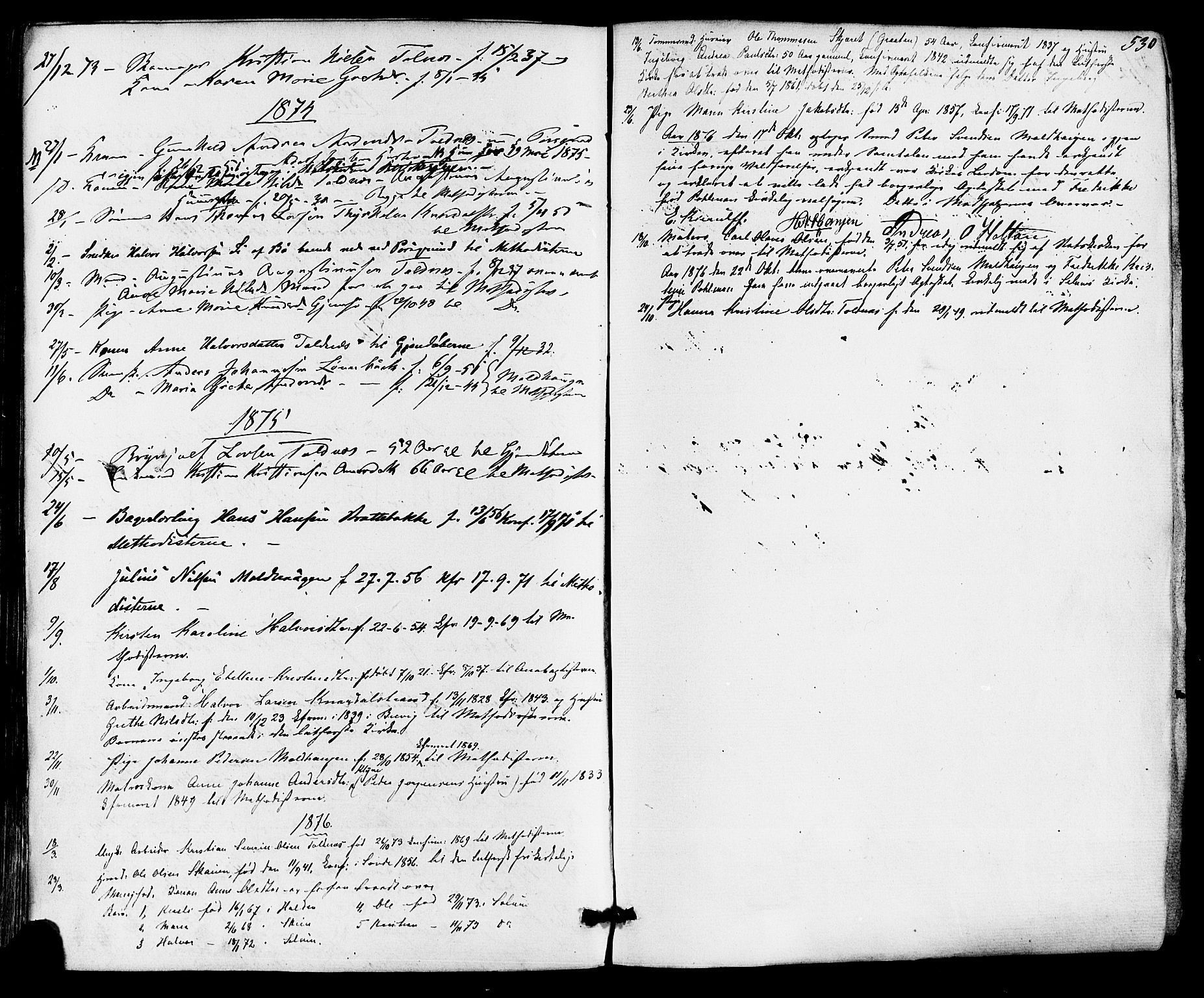 Solum kirkebøker, SAKO/A-306/F/Fa/L0008: Parish register (official) no. I 8, 1865-1876, p. 530
