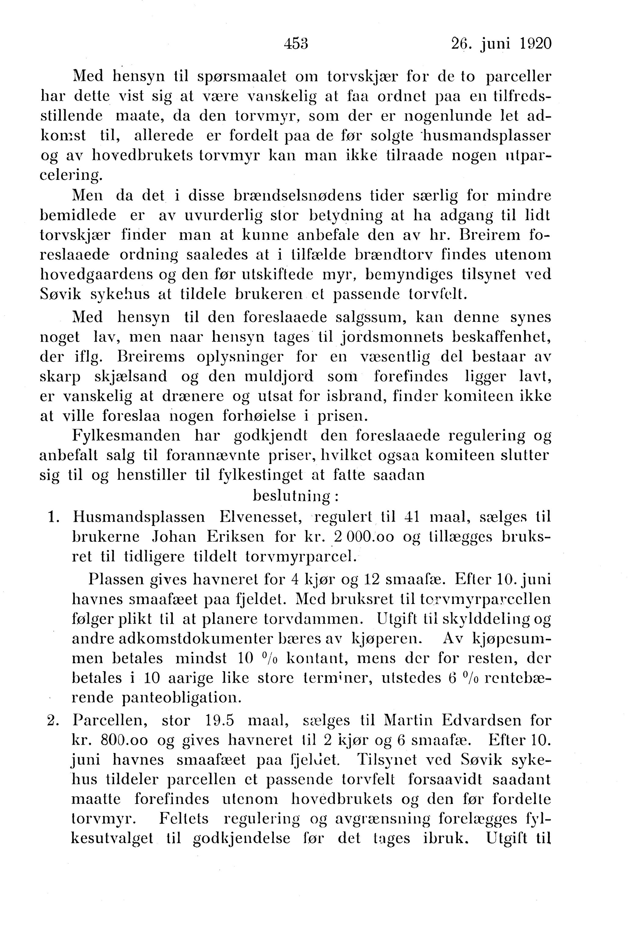 Nordland Fylkeskommune. Fylkestinget, AIN/NFK-17/176/A/Ac/L0043: Fylkestingsforhandlinger 1920, 1920