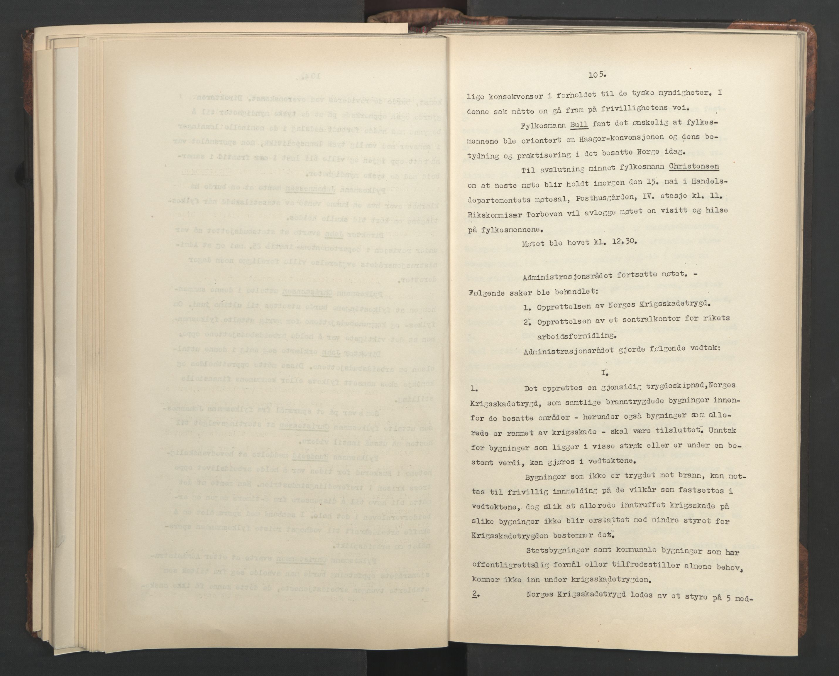 Administrasjonsrådet, AV/RA-S-1004/A/L0001: Møteprotokoll med tillegg 15/4-25/9, 1940, p. 105