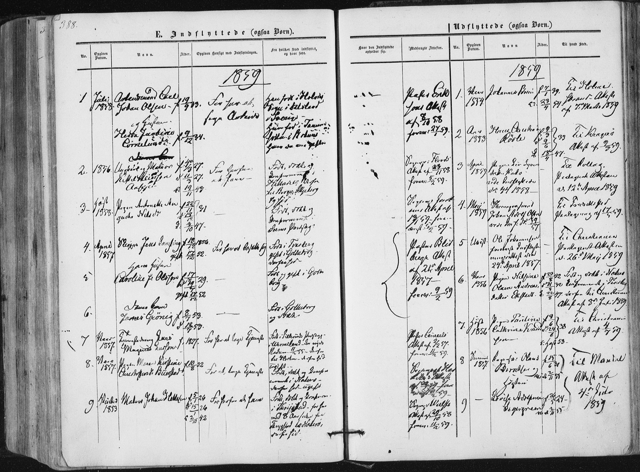 Tønsberg kirkebøker, AV/SAKO-A-330/F/Fa/L0008: Parish register (official) no. I 8, 1855-1864, p. 388