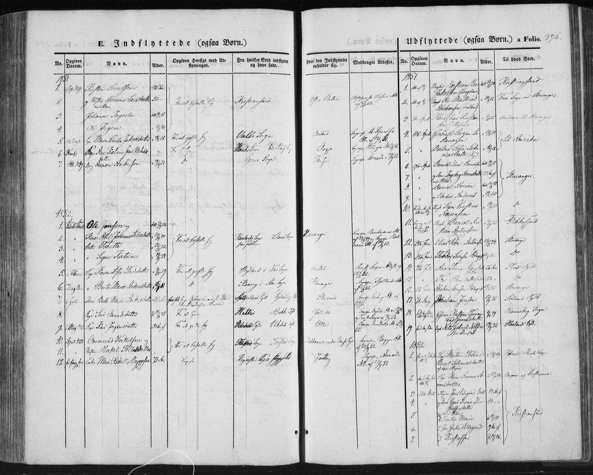 Lista sokneprestkontor, AV/SAK-1111-0027/F/Fa/L0010: Parish register (official) no. A 10, 1846-1861, p. 395