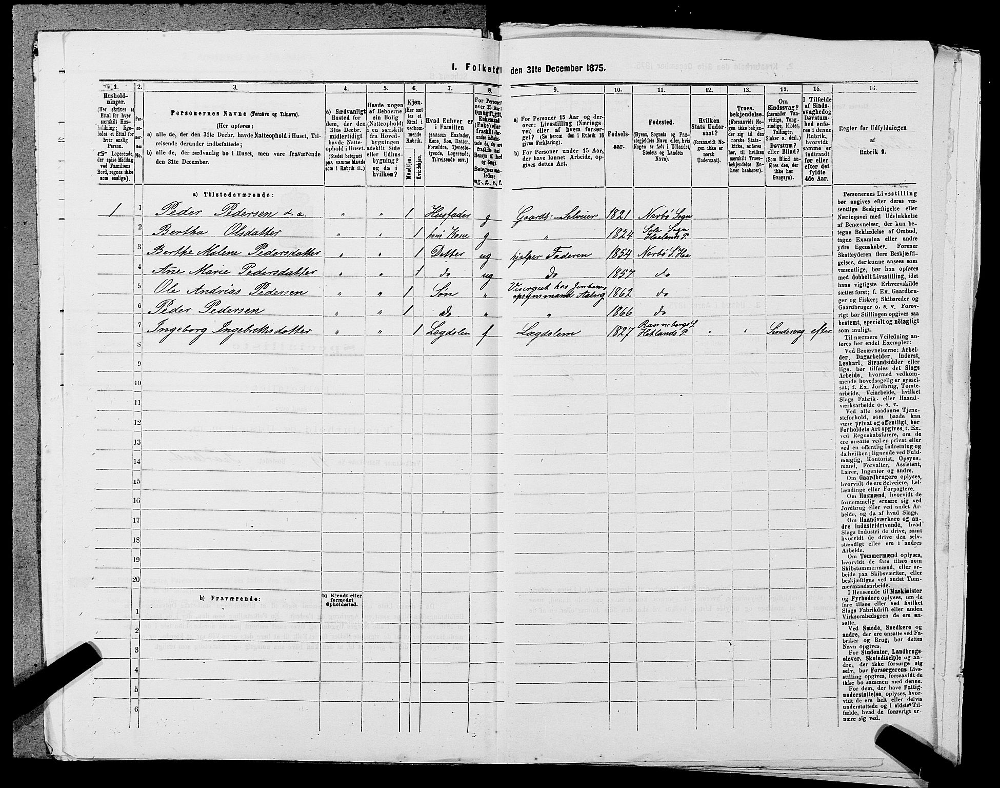 SAST, 1875 census for 1119P Hå, 1875, p. 551