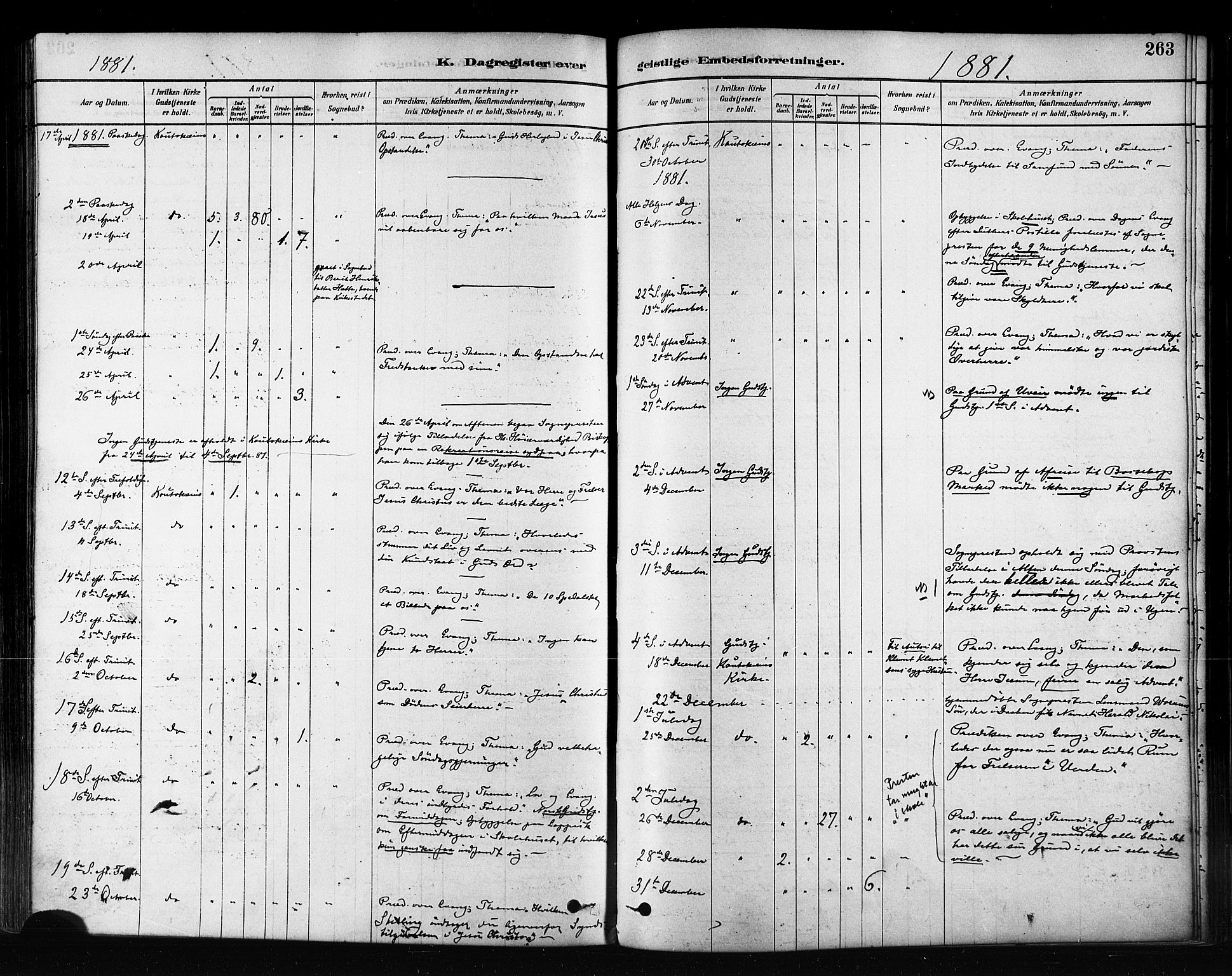 Kautokeino sokneprestembete, SATØ/S-1340/H/Ha/L0004.kirke: Parish register (official) no. 4, 1877-1896, p. 263