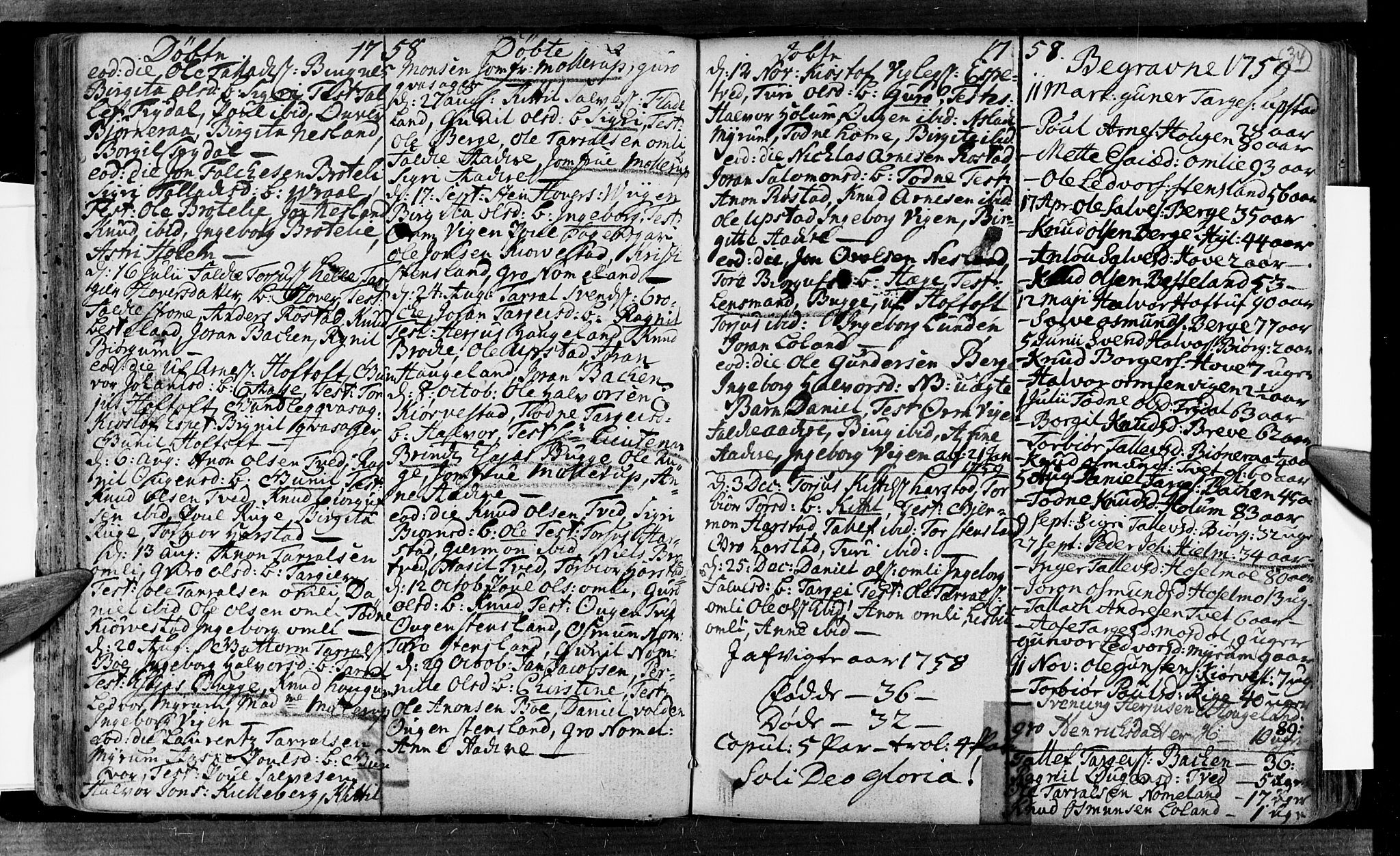 Valle sokneprestkontor, SAK/1111-0044/F/Fa/Fac/L0002: Parish register (official) no. A 2, 1745-1776, p. 34