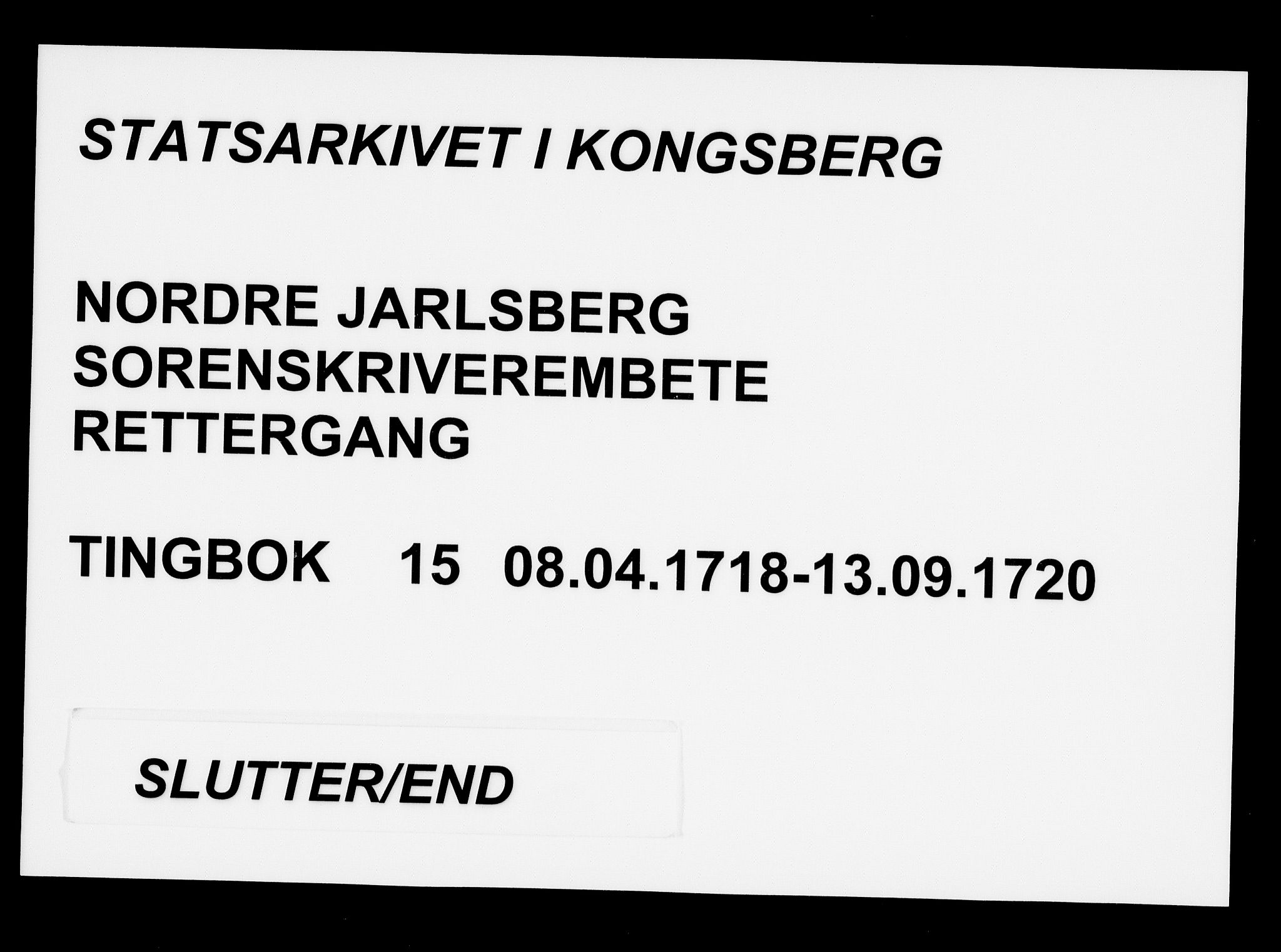 Nordre Jarlsberg sorenskriveri, AV/SAKO-A-80/F/Fa/Faa/L0015: Tingbok, 1718-1720