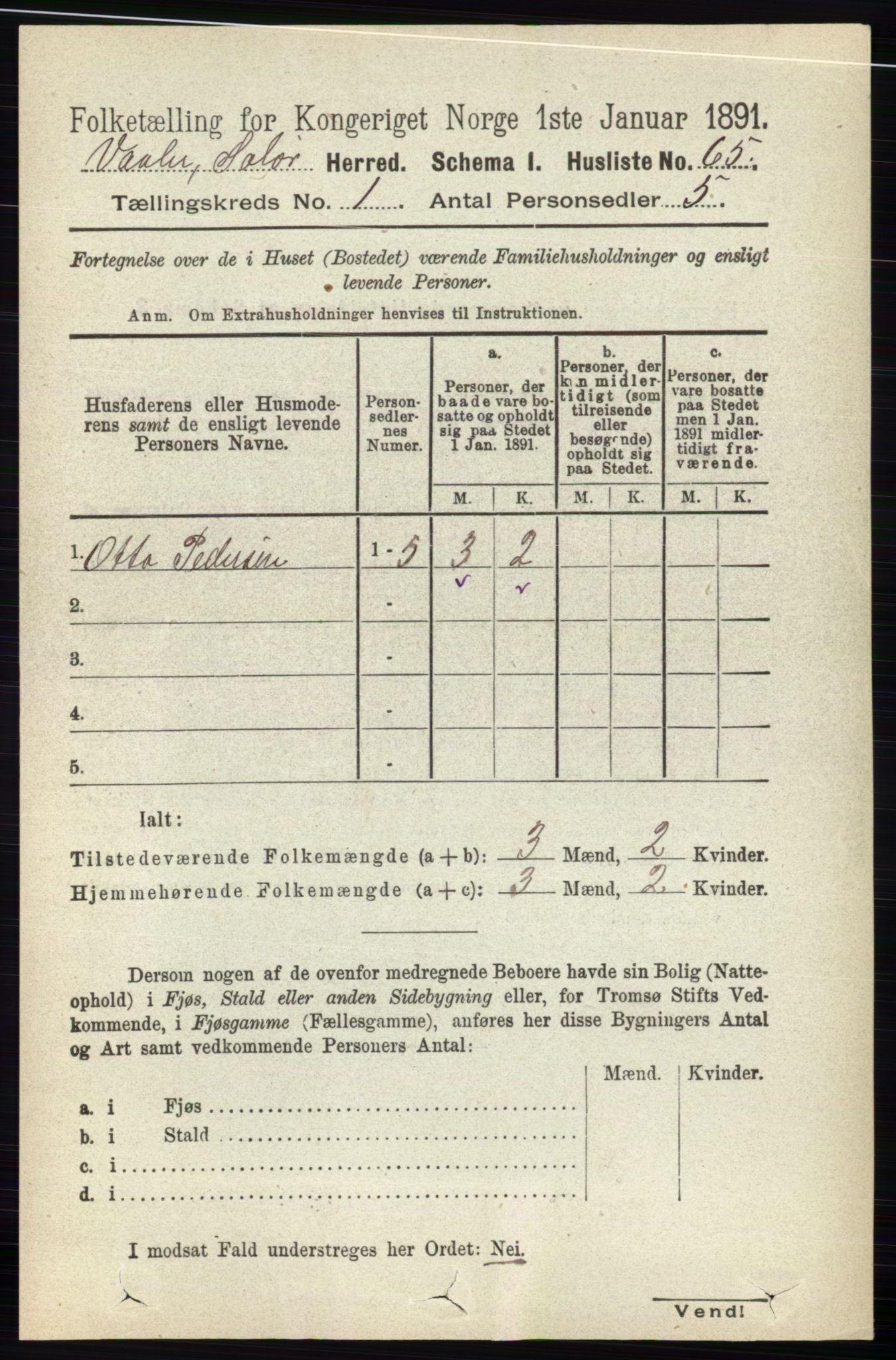 RA, 1891 census for 0426 Våler, 1891, p. 90