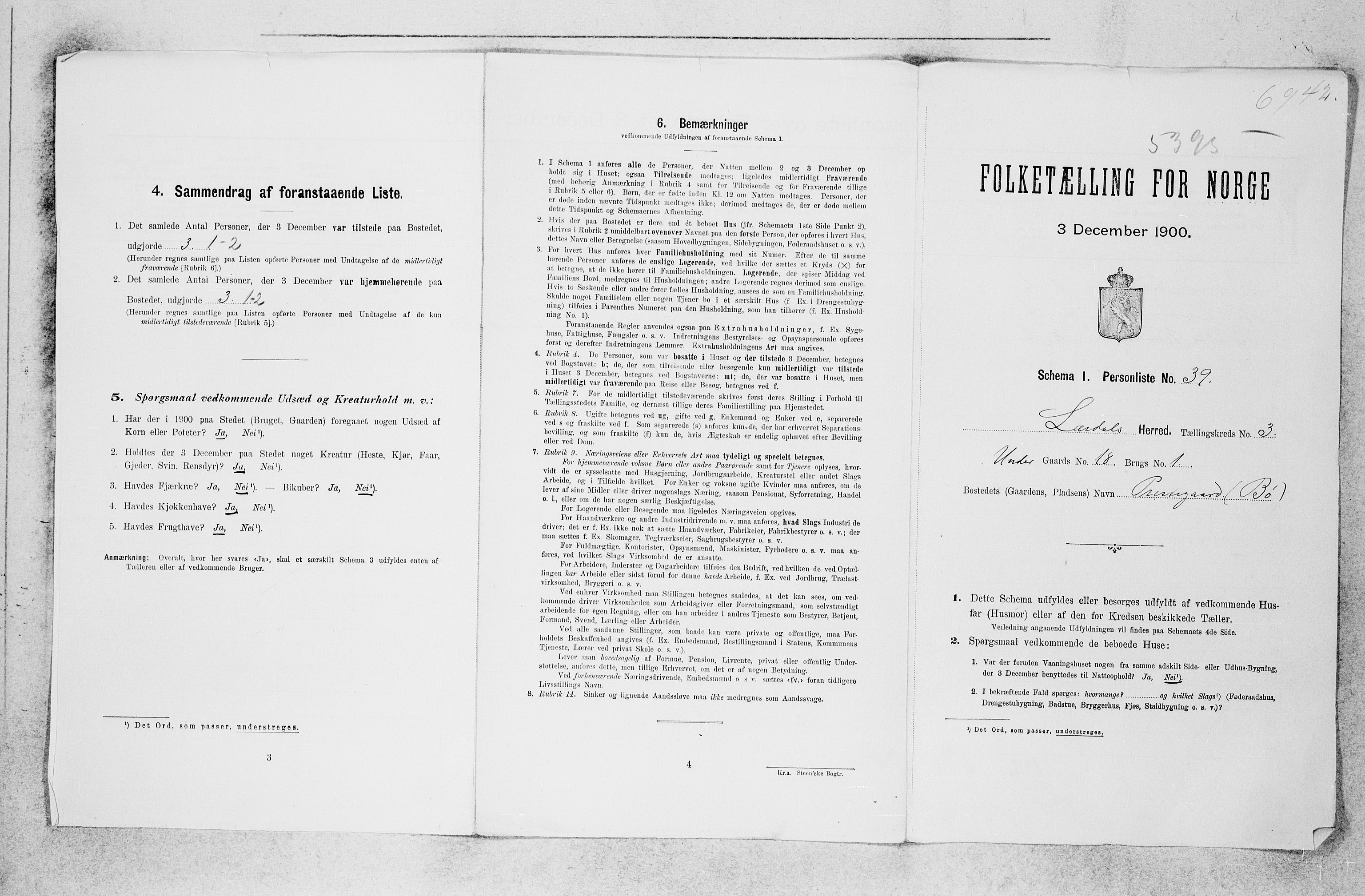 SAB, 1900 census for Lærdal, 1900, p. 34