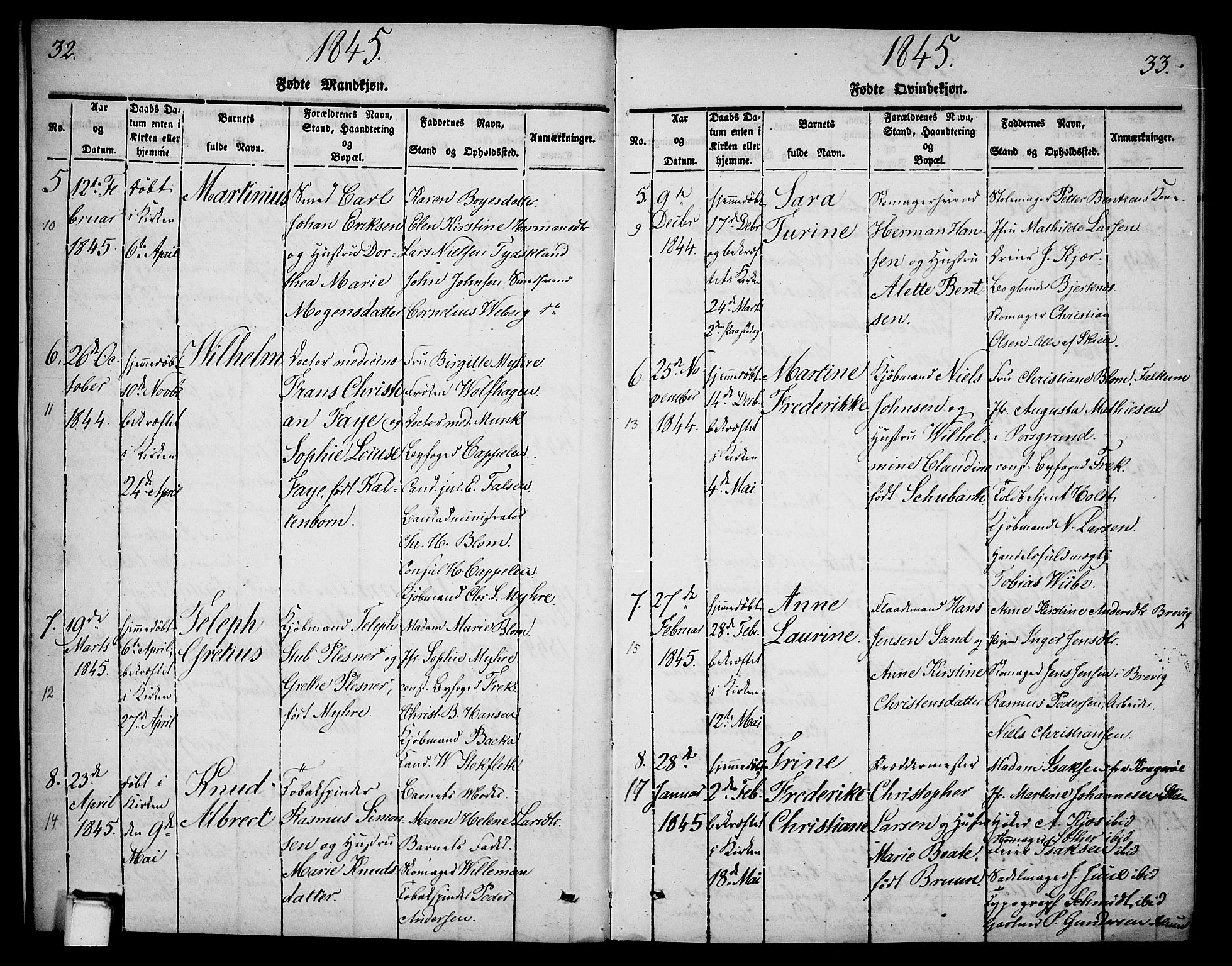 Skien kirkebøker, AV/SAKO-A-302/G/Ga/L0003: Parish register (copy) no. 3, 1843-1847, p. 32-33