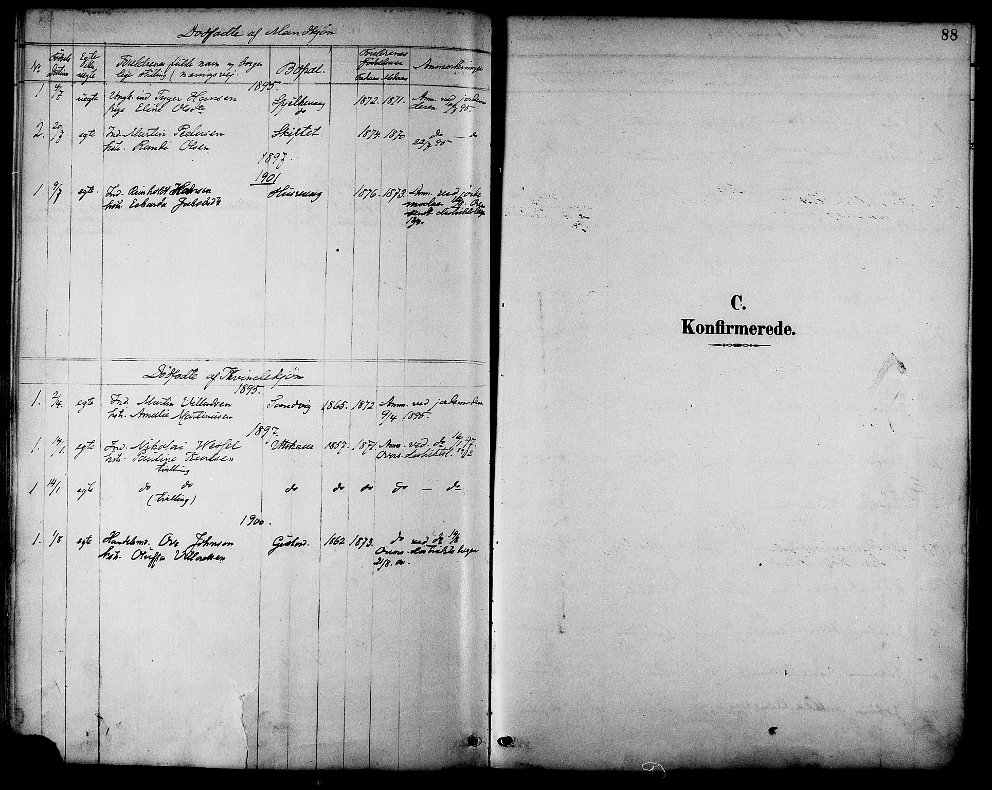 Ministerialprotokoller, klokkerbøker og fødselsregistre - Nordland, SAT/A-1459/892/L1320: Parish register (official) no. 892A01, 1886-1901, p. 88