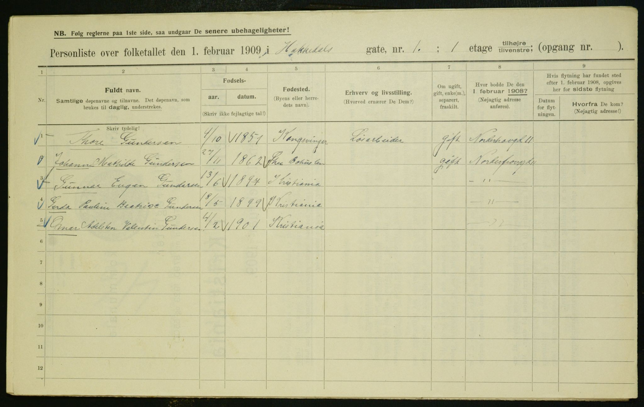 OBA, Municipal Census 1909 for Kristiania, 1909, p. 21846