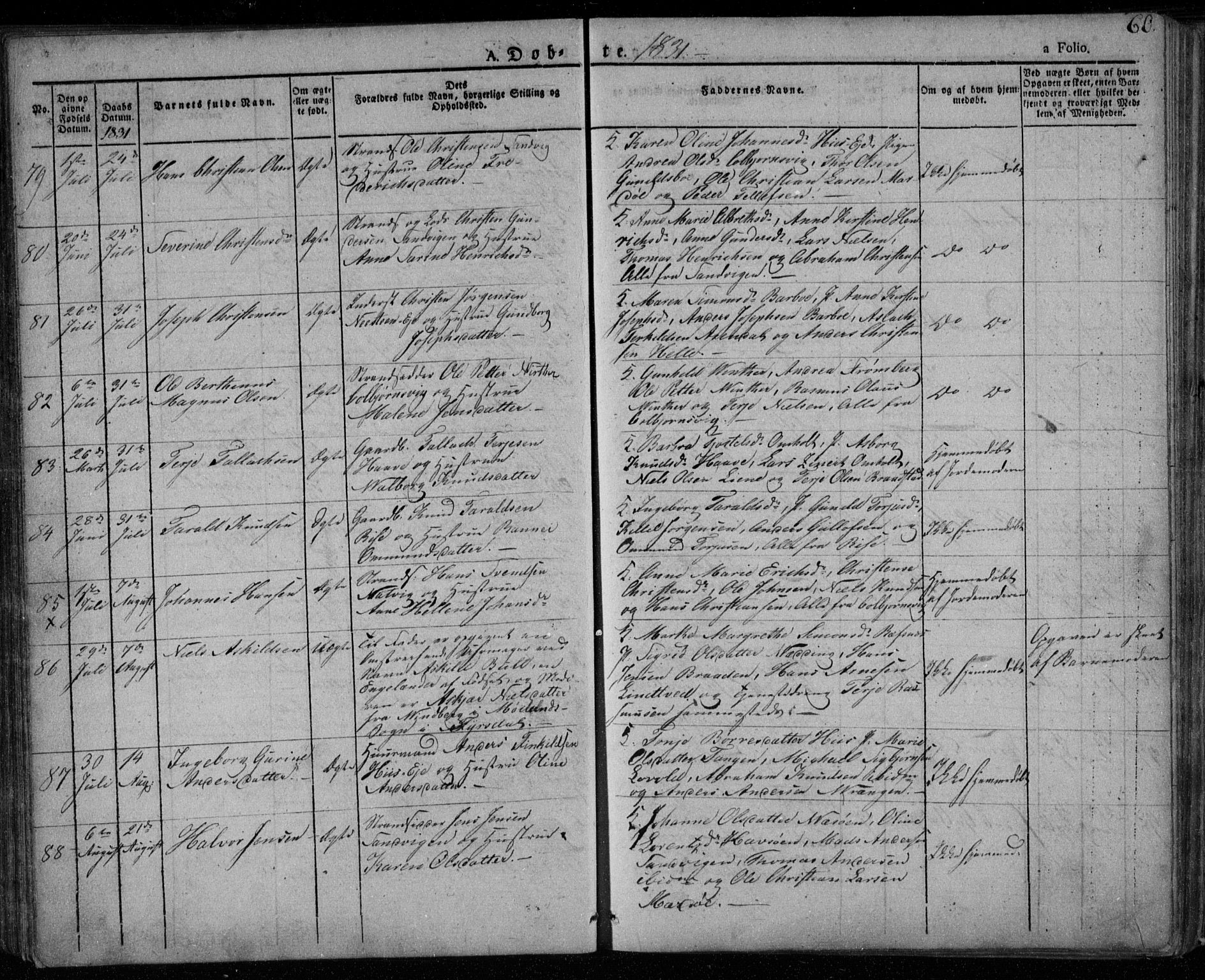 Øyestad sokneprestkontor, AV/SAK-1111-0049/F/Fa/L0013: Parish register (official) no. A 13, 1827-1842, p. 60