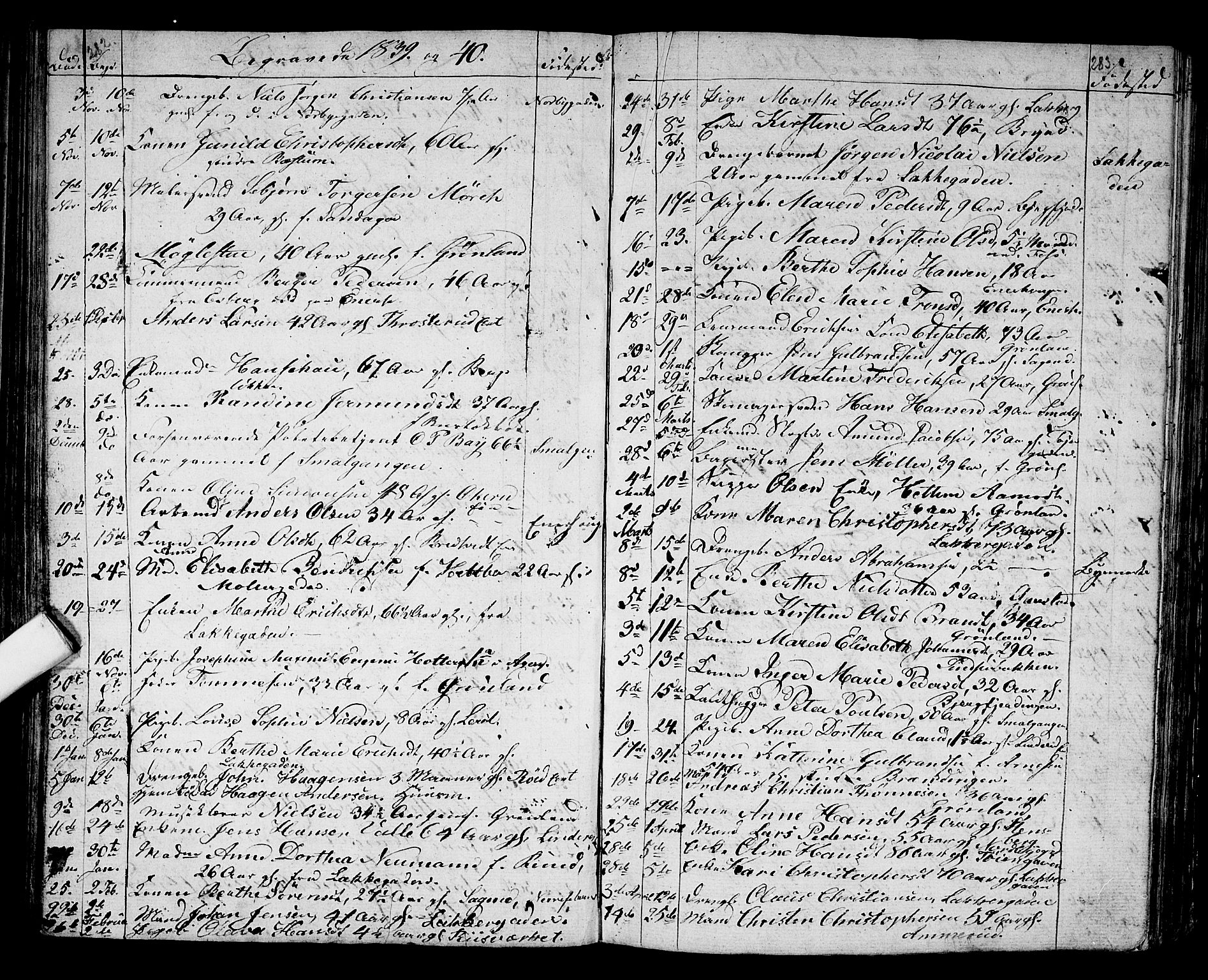 Aker prestekontor kirkebøker, SAO/A-10861/G/L0007: Parish register (copy) no. 7, 1838-1846, p. 282-283