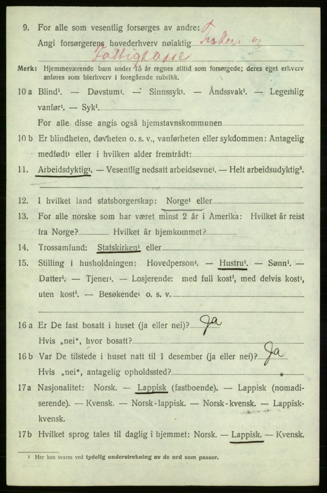 SATØ, 1920 census for Gamvik, 1920, p. 3571