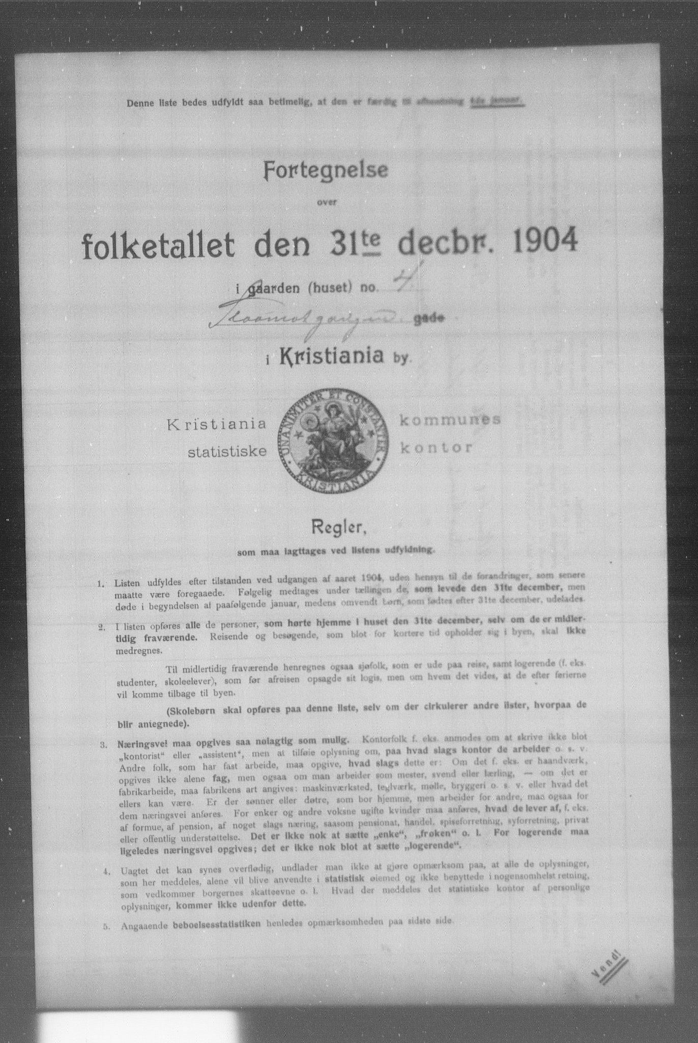 OBA, Municipal Census 1904 for Kristiania, 1904, p. 18419