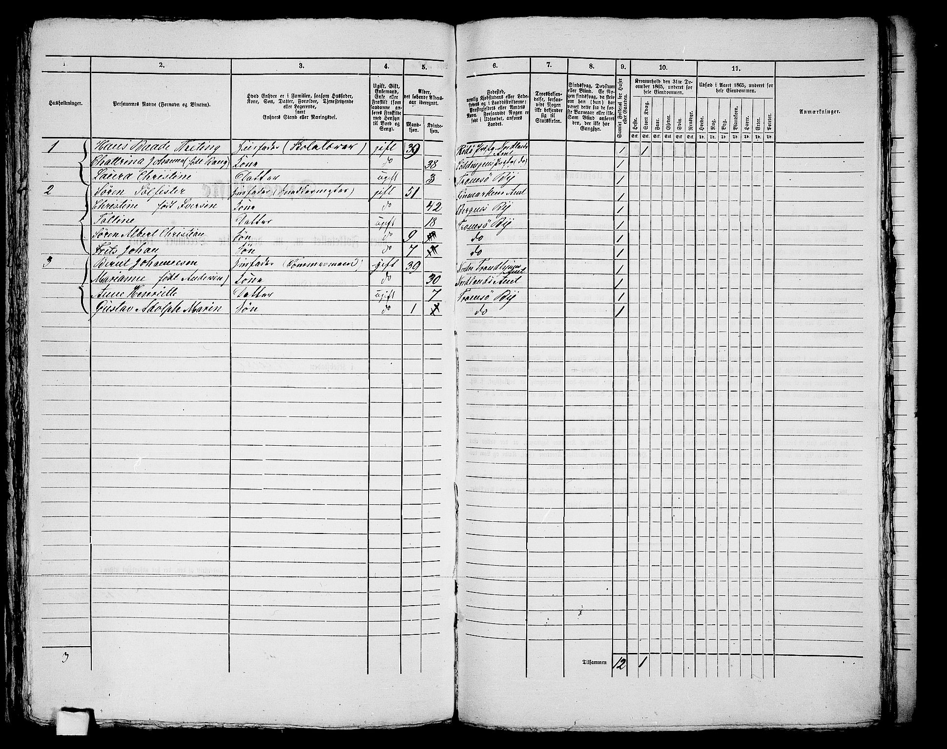 RA, 1865 census for Tromsø, 1865, p. 696