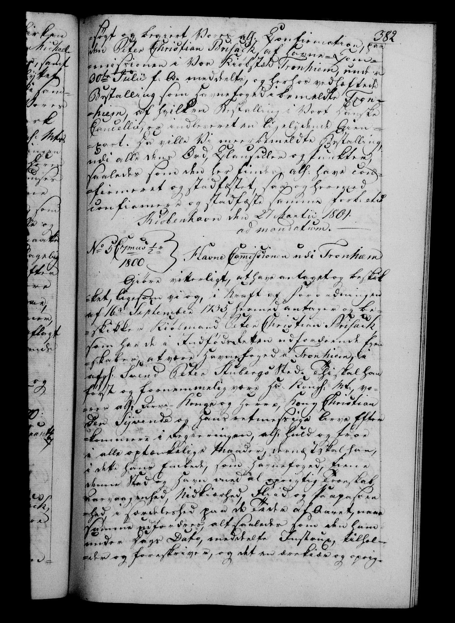Danske Kanselli 1800-1814, RA/EA-3024/H/Hf/Hfb/Hfba/L0001: Registranter, 1800-1801, p. 382a