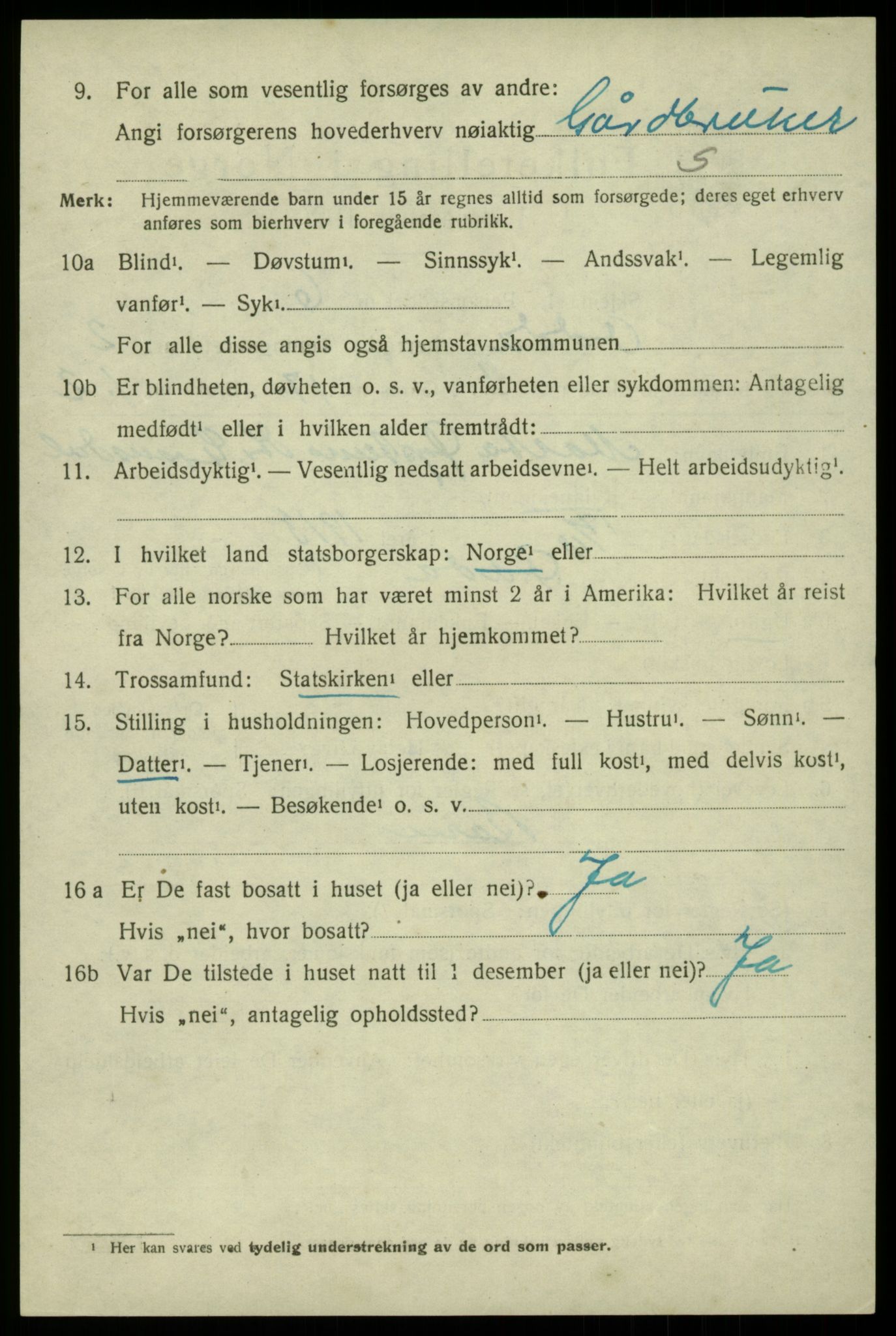 SAB, 1920 census for Odda, 1920, p. 2136