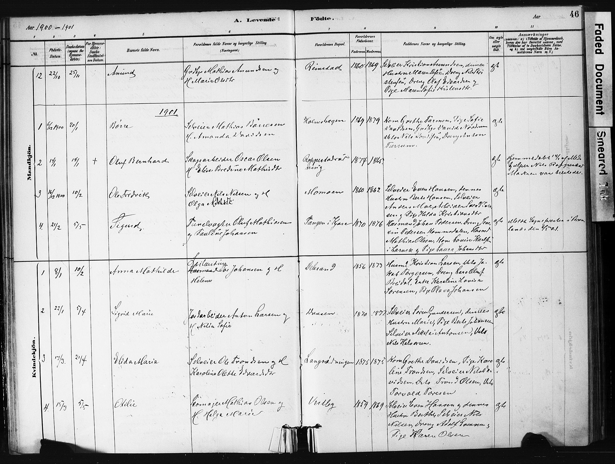 Hedrum kirkebøker, SAKO/A-344/F/Fb/L0001: Parish register (official) no. II 1, 1881-1905, p. 46