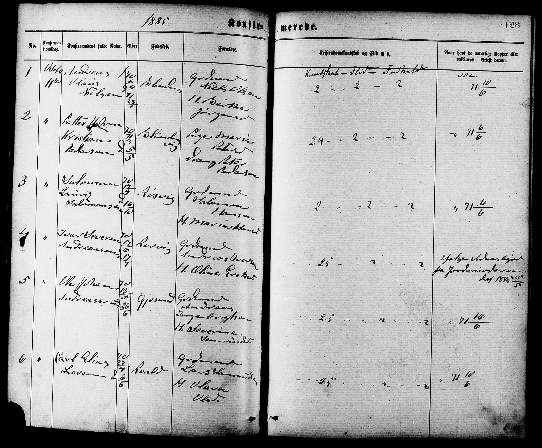 Ministerialprotokoller, klokkerbøker og fødselsregistre - Møre og Romsdal, SAT/A-1454/537/L0519: Parish register (official) no. 537A03, 1876-1889, p. 128