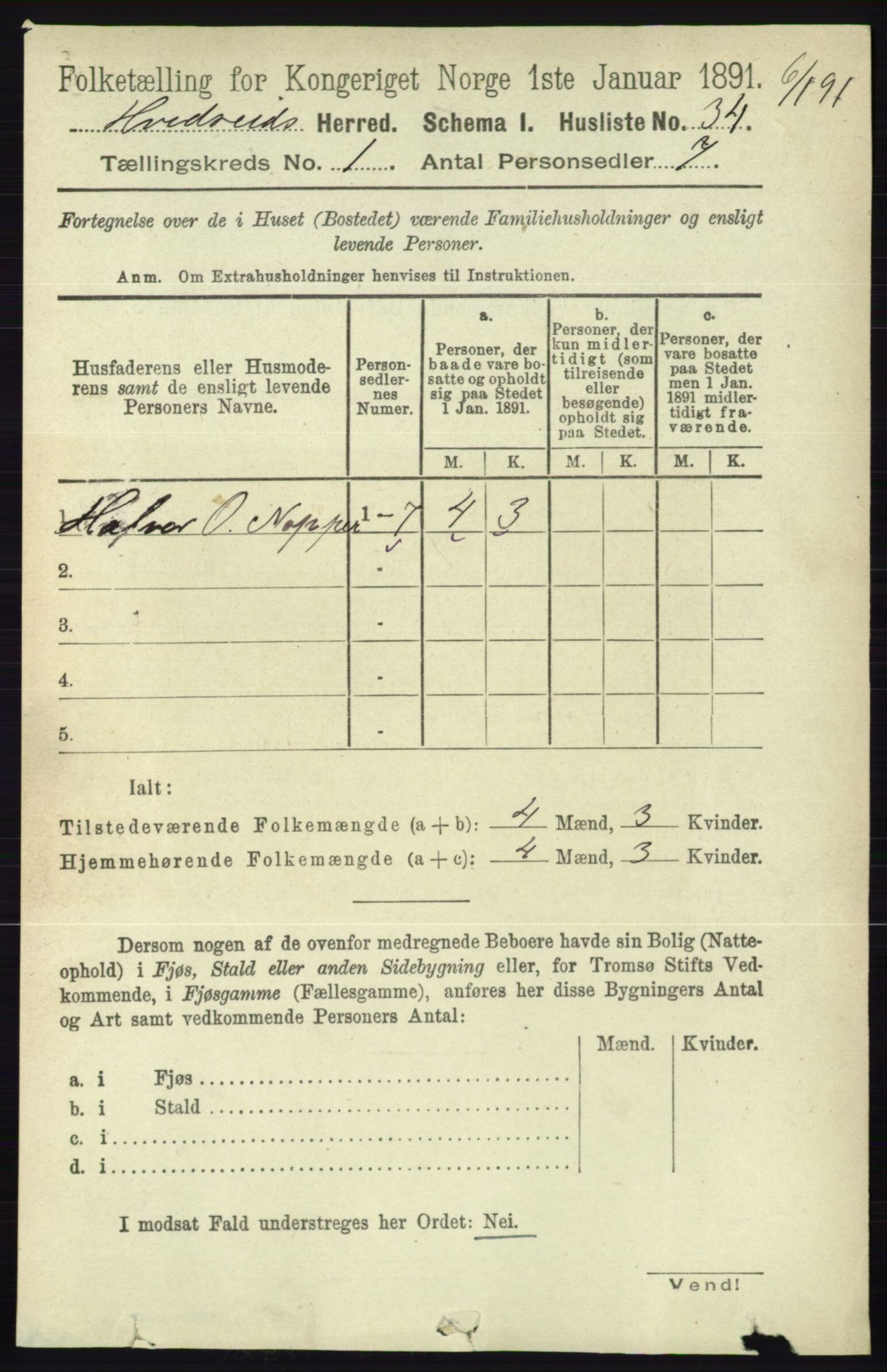 RA, 1891 census for 0829 Kviteseid, 1891, p. 74