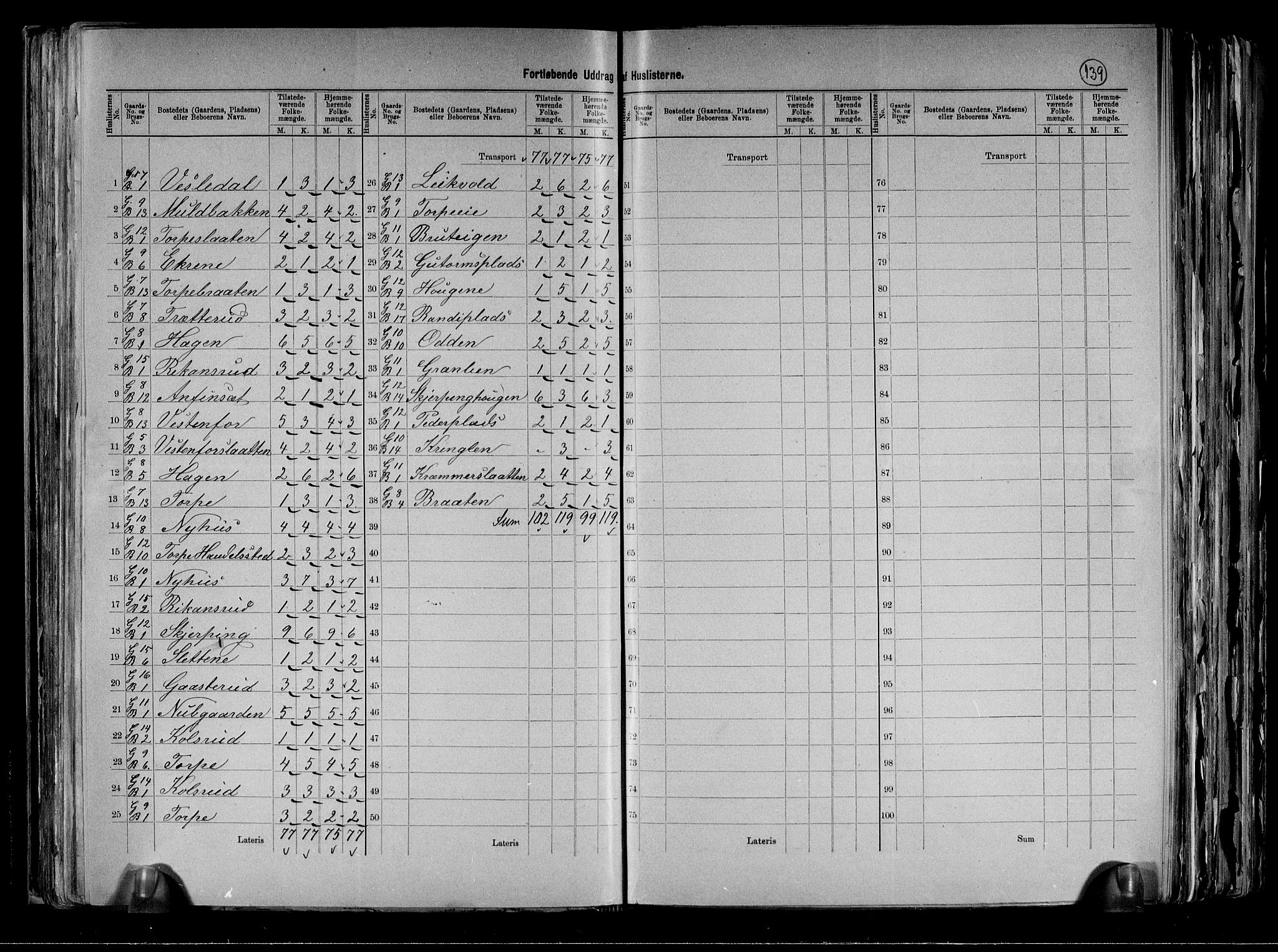 RA, 1891 census for 0619 Ål, 1891, p. 9