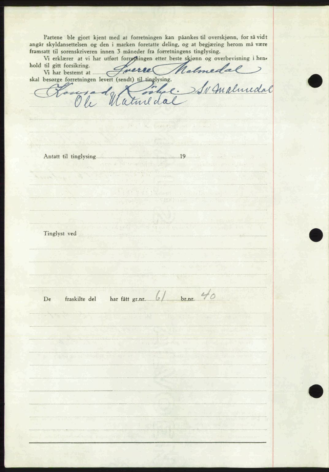 Romsdal sorenskriveri, AV/SAT-A-4149/1/2/2C: Mortgage book no. A30, 1949-1949, Diary no: : 2370/1949