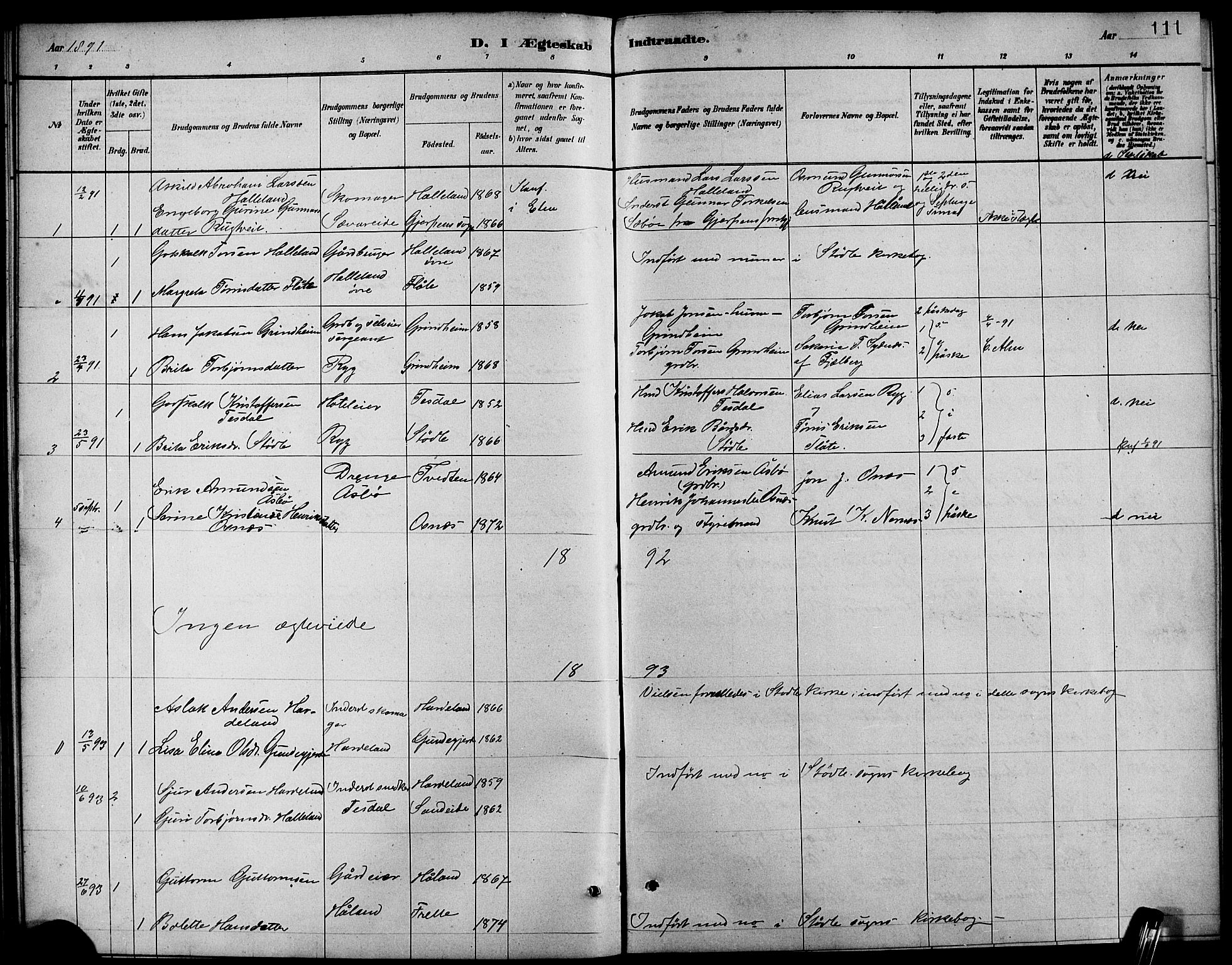 Etne sokneprestembete, SAB/A-75001/H/Hab: Parish register (copy) no. C 4, 1879-1896, p. 111