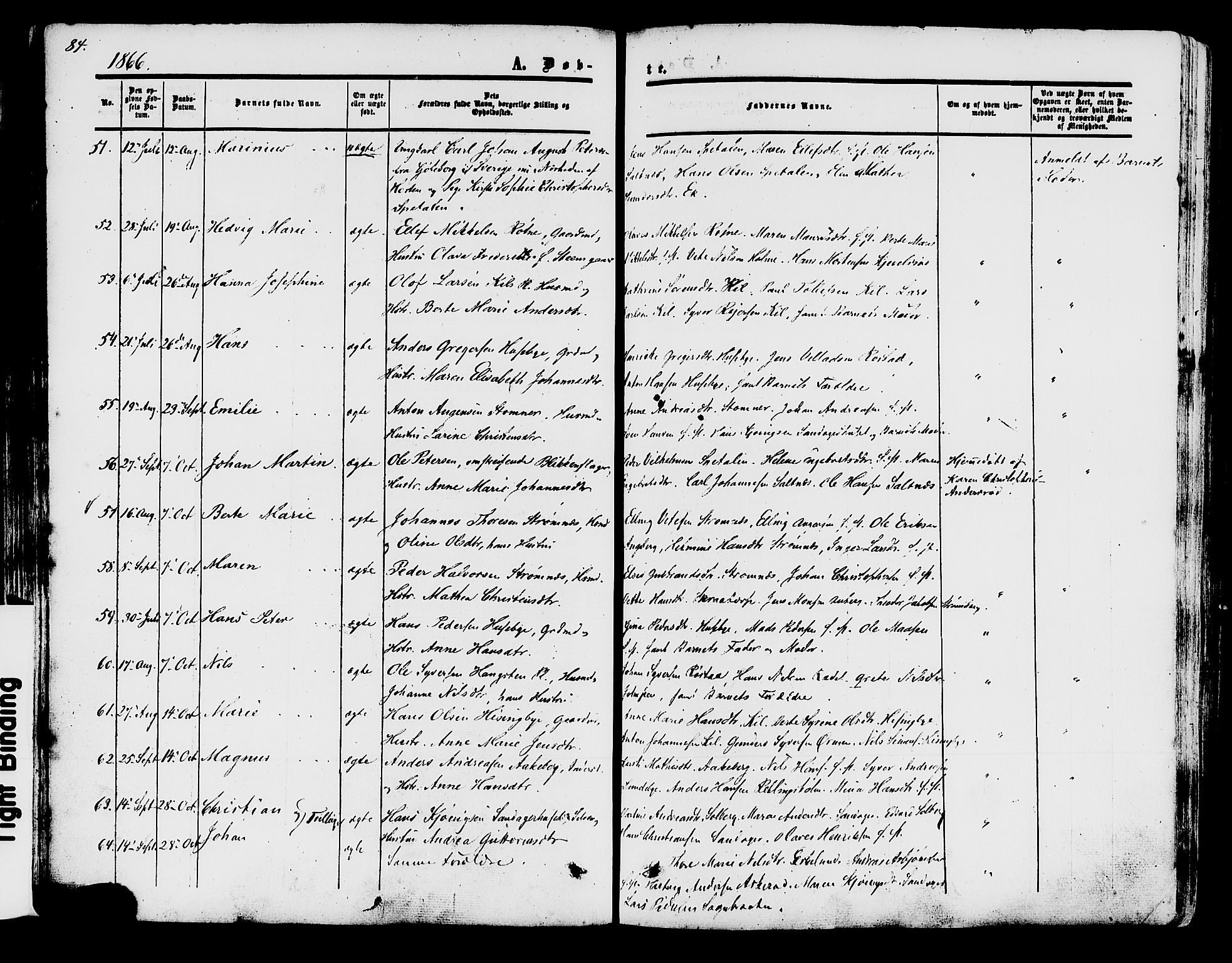 Råde prestekontor kirkebøker, AV/SAO-A-2009/F/Fa/L0006: Parish register (official) no. 6, 1854-1877, p. 84