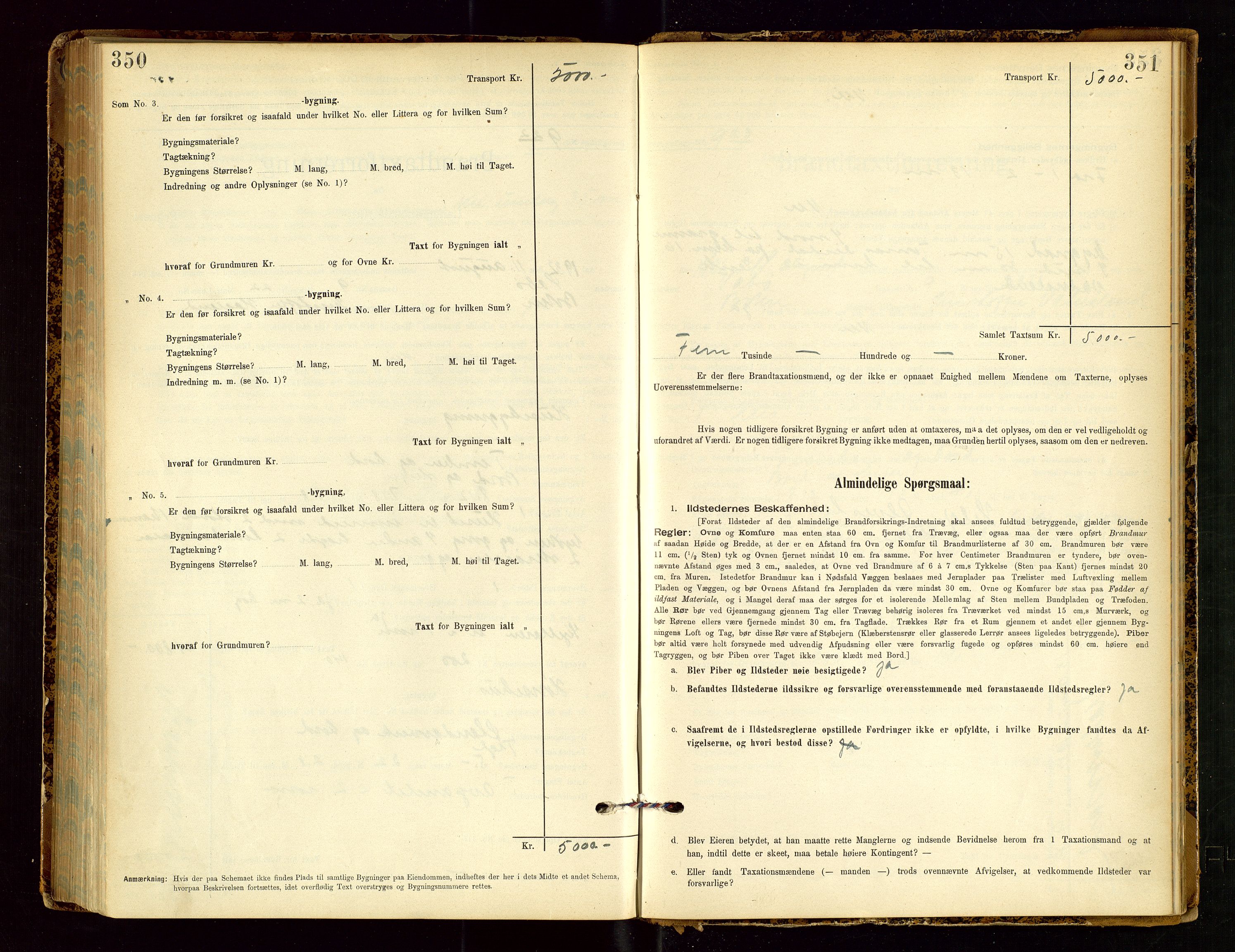 Tysvær lensmannskontor, AV/SAST-A-100192/Gob/L0002: "Brandtakstprotokol for Lensmanden i Tysvær", 1901-1932, p. 350-351