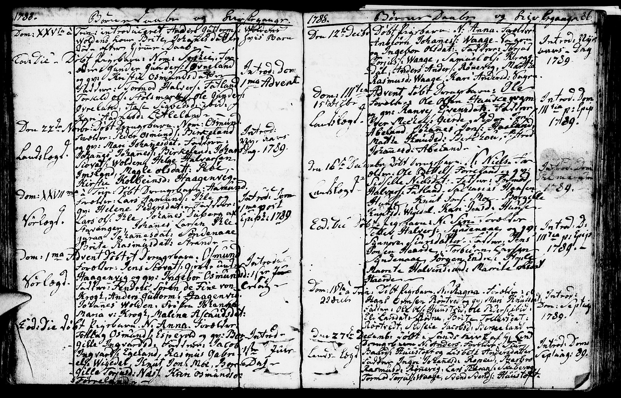 Vikedal sokneprestkontor, SAST/A-101840/01/IV: Parish register (official) no. A 2, 1779-1817, p. 86