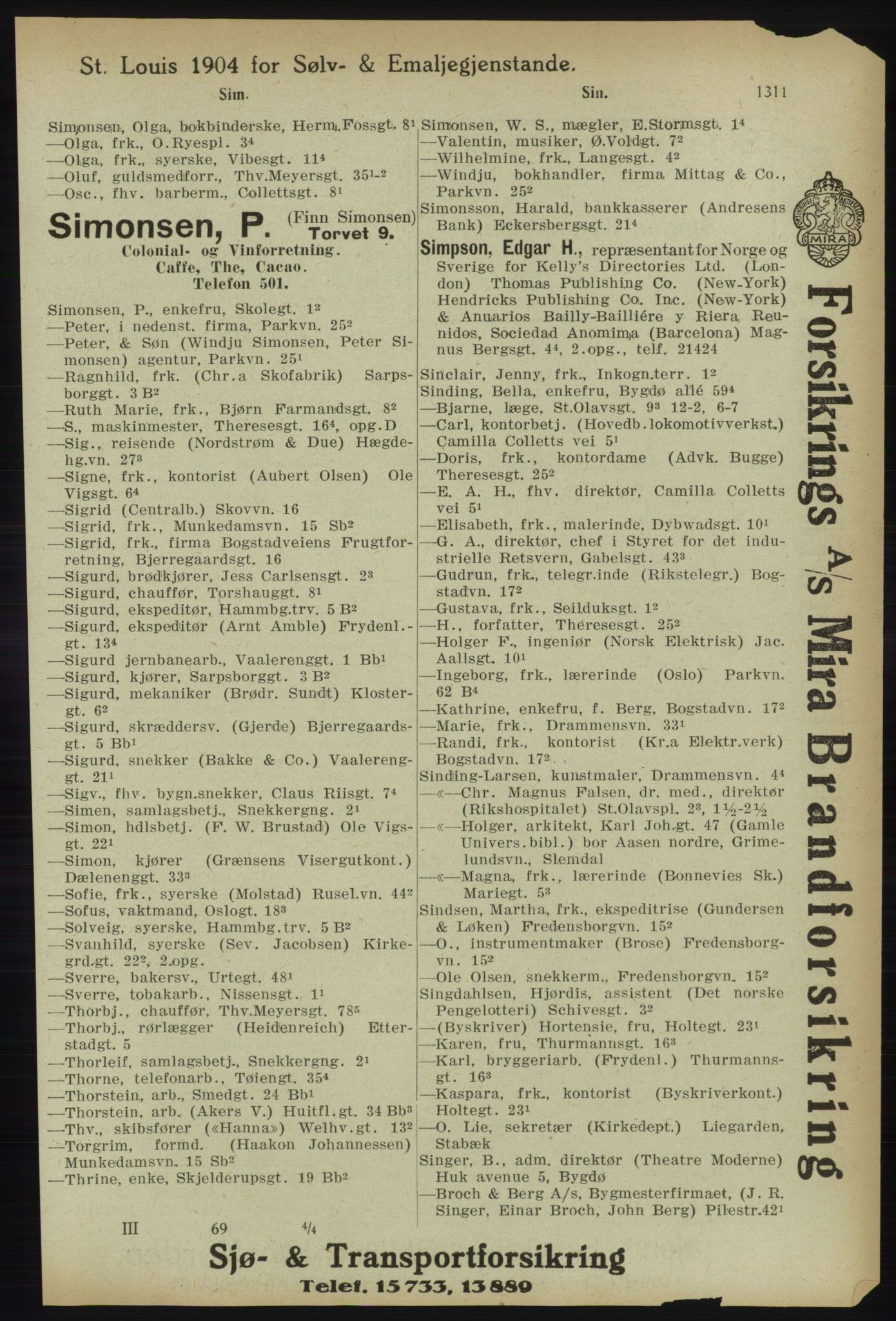 Kristiania/Oslo adressebok, PUBL/-, 1918, p. 1336