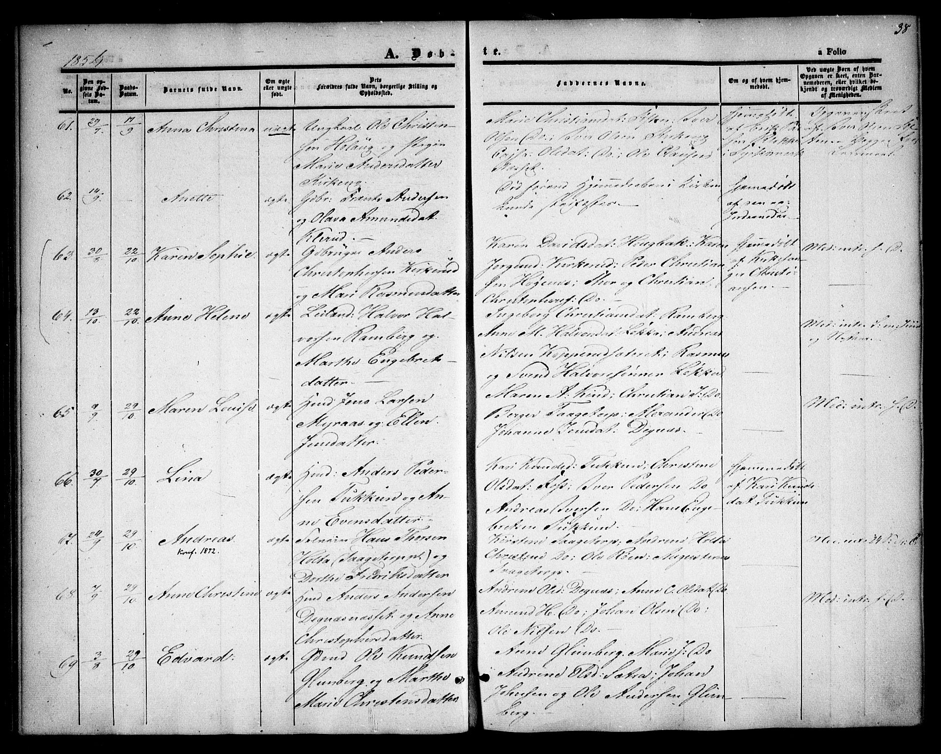 Rødenes prestekontor Kirkebøker, AV/SAO-A-2005/F/Fa/L0006: Parish register (official) no. I 6, 1850-1859, p. 38