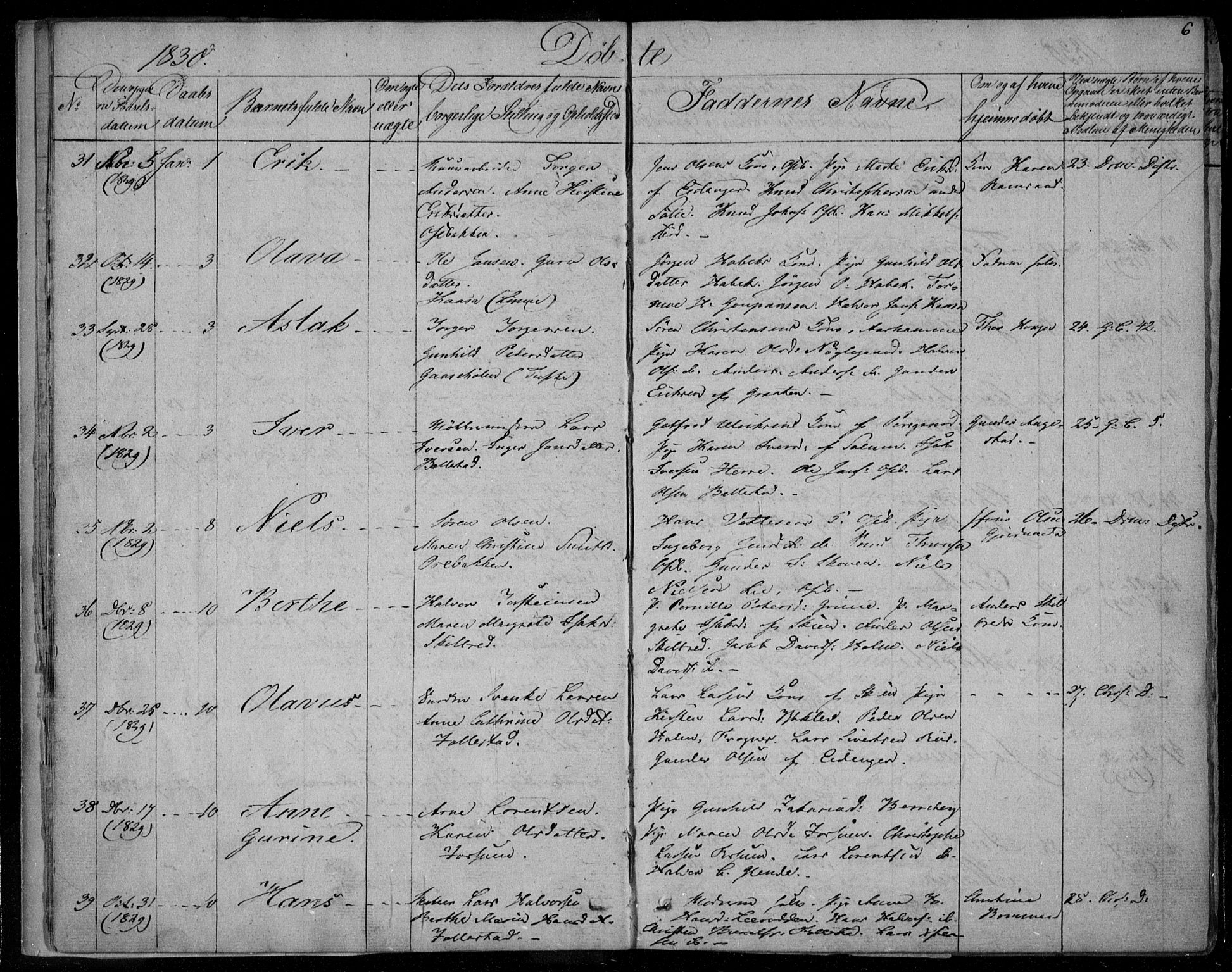 Gjerpen kirkebøker, AV/SAKO-A-265/F/Fa/L0006: Parish register (official) no. I 6, 1829-1834, p. 6