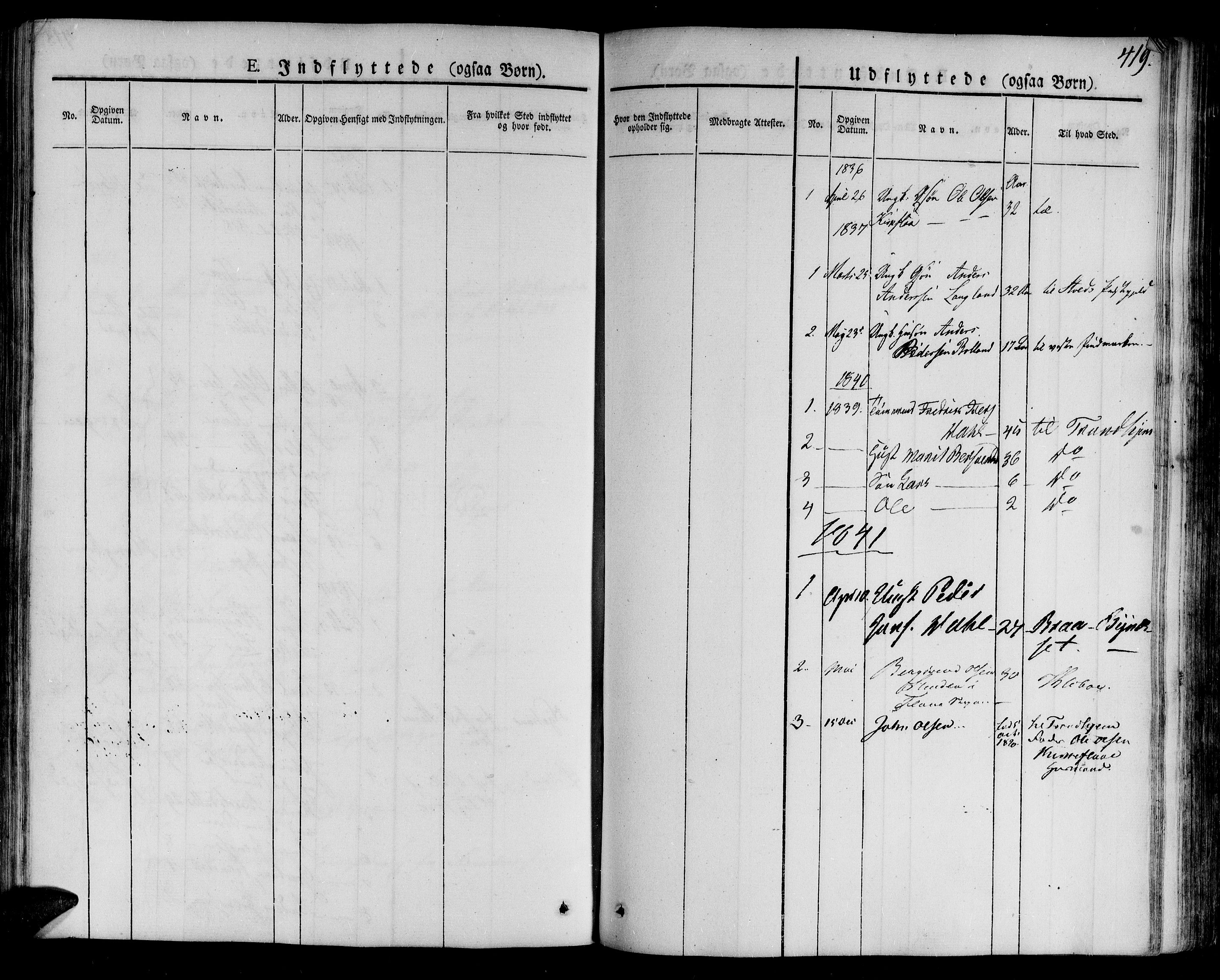 Ministerialprotokoller, klokkerbøker og fødselsregistre - Sør-Trøndelag, SAT/A-1456/691/L1072: Parish register (official) no. 691A05 /3, 1826-1841, p. 419