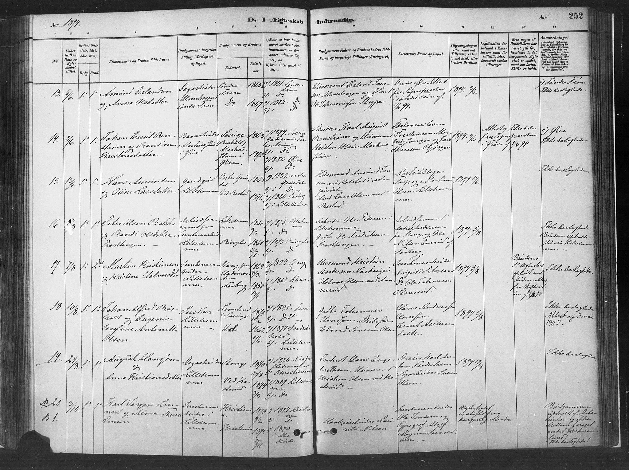 Fåberg prestekontor, SAH/PREST-086/H/Ha/Haa/L0010: Parish register (official) no. 10, 1879-1900, p. 252