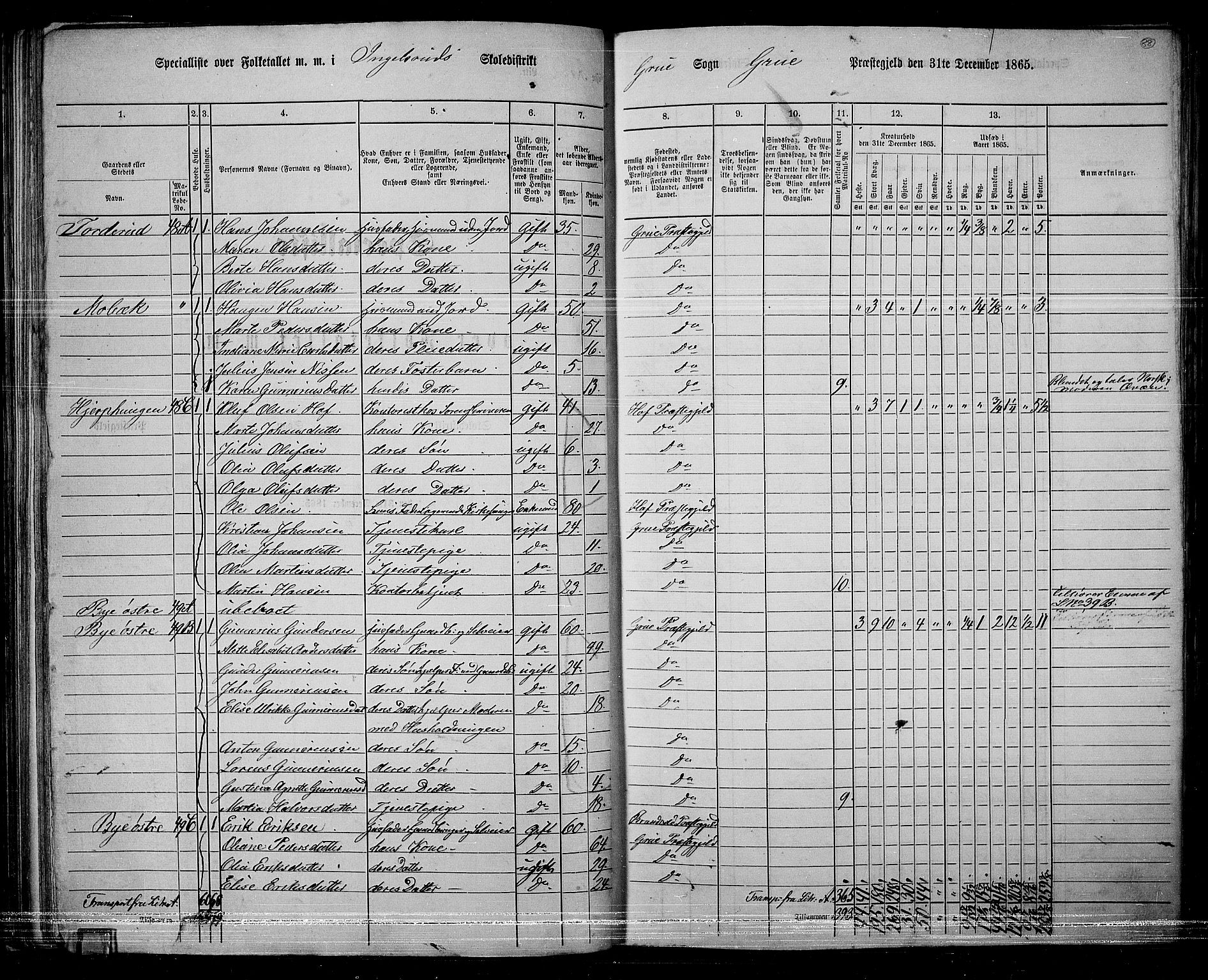 RA, 1865 census for Grue, 1865, p. 78