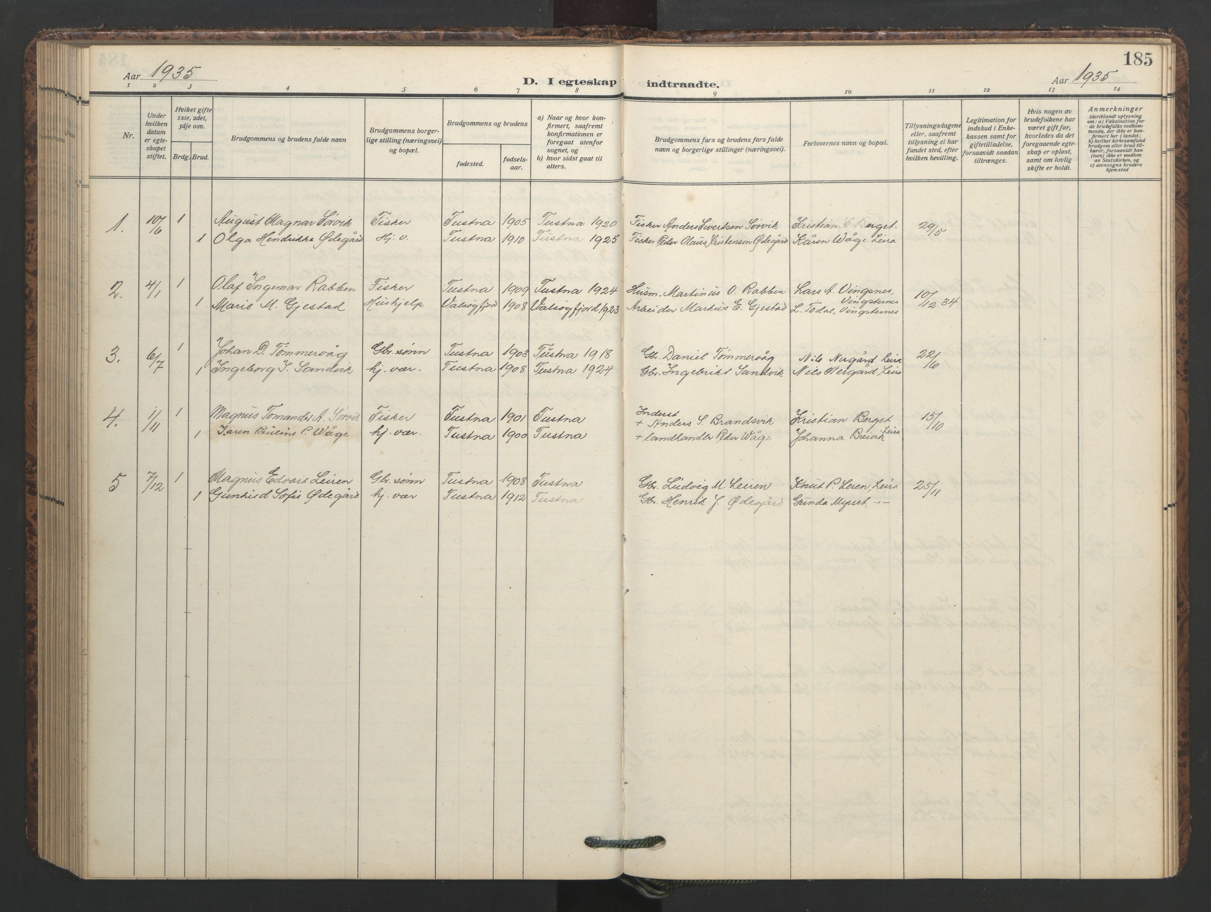 Ministerialprotokoller, klokkerbøker og fødselsregistre - Møre og Romsdal, AV/SAT-A-1454/577/L0897: Parish register (copy) no. 577C01, 1909-1946, p. 185