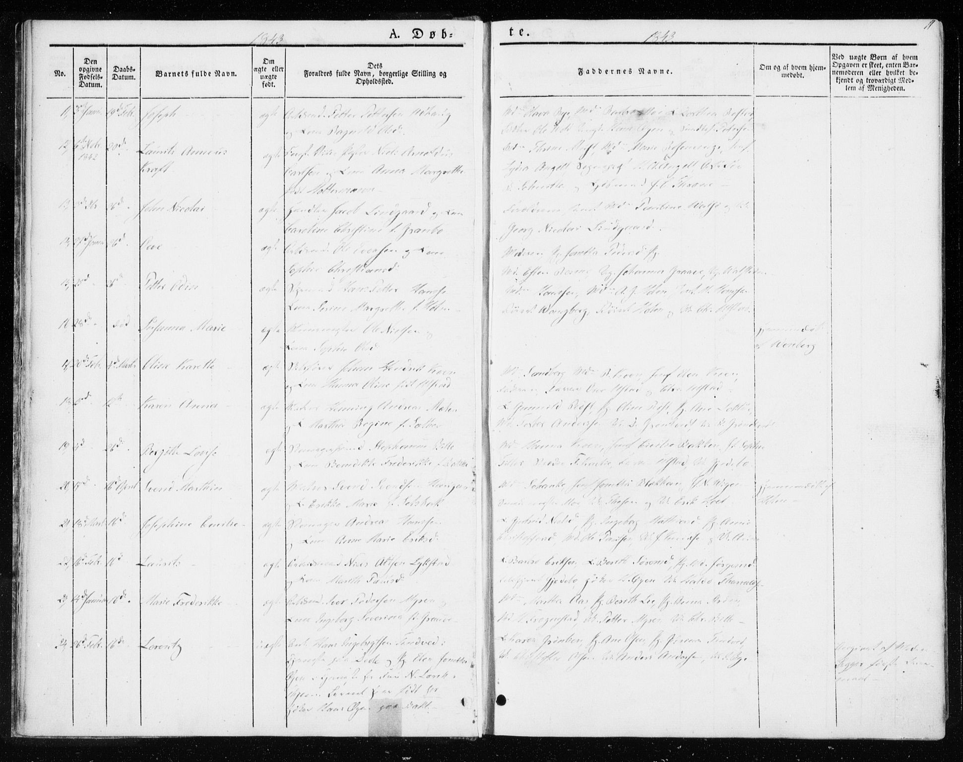 Ministerialprotokoller, klokkerbøker og fødselsregistre - Sør-Trøndelag, SAT/A-1456/604/L0183: Parish register (official) no. 604A04, 1841-1850, p. 11