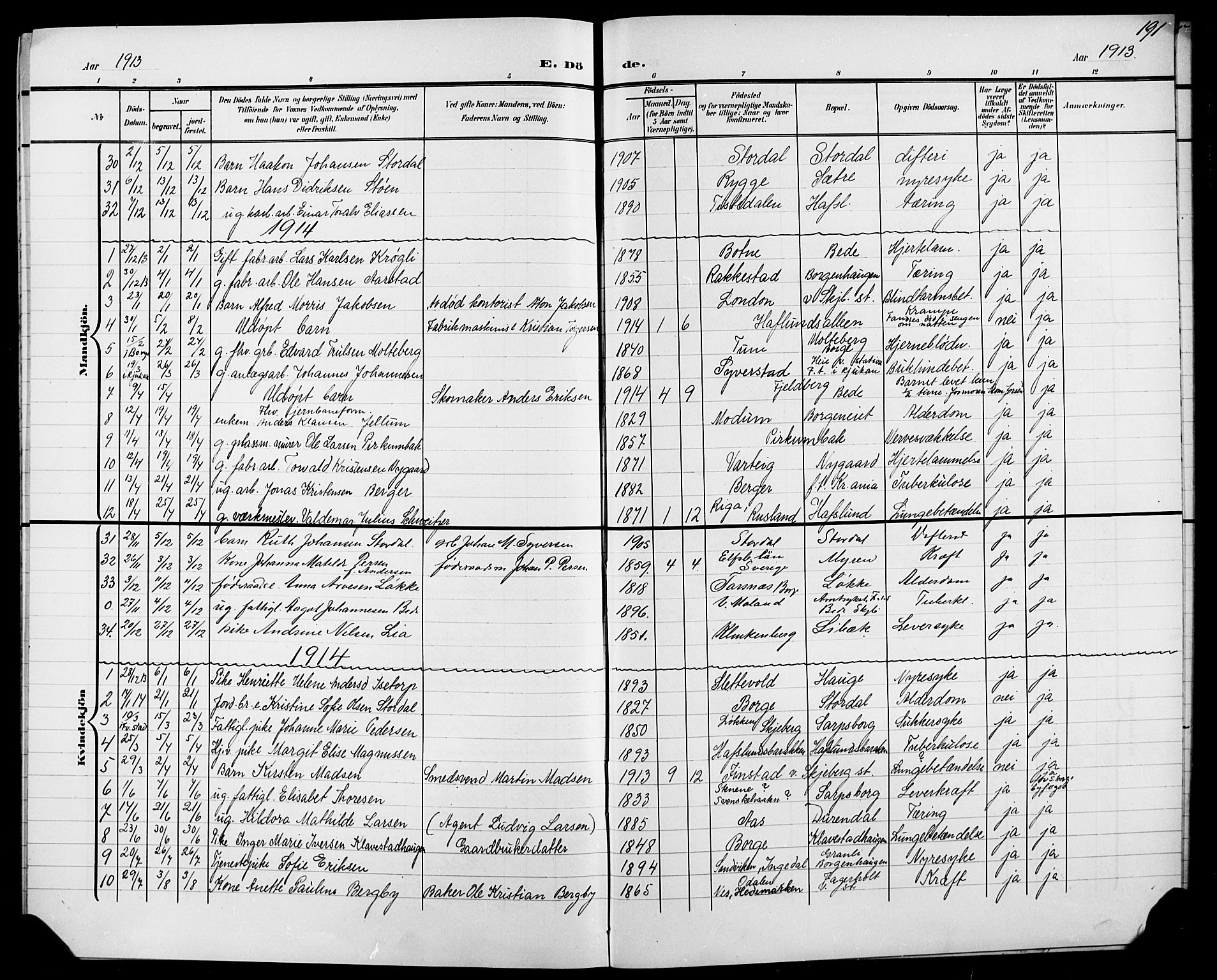 Skjeberg prestekontor Kirkebøker, AV/SAO-A-10923/G/Ga/L0002: Parish register (copy) no. I 2, 1901-1924, p. 191