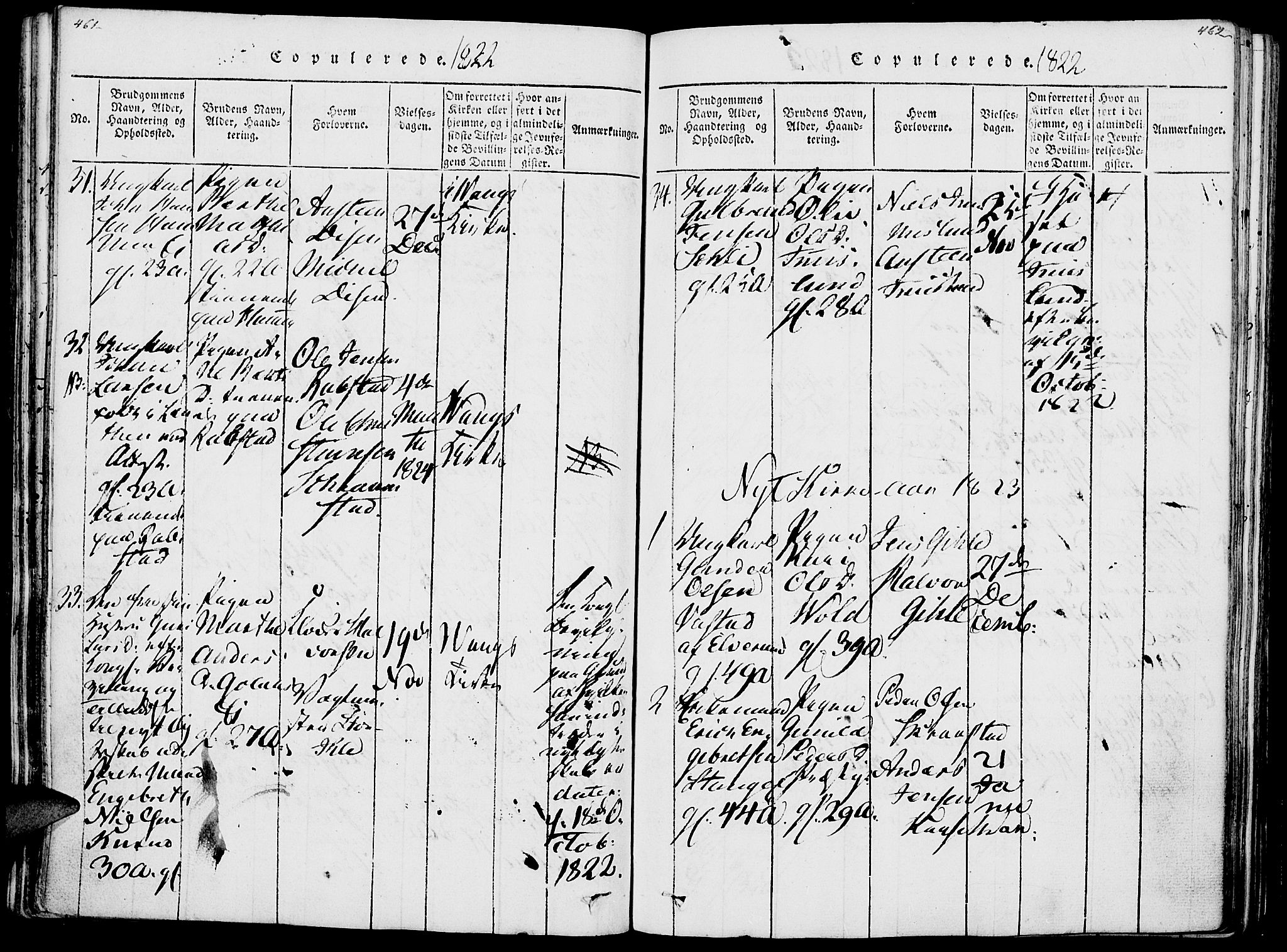 Vang prestekontor, Hedmark, SAH/PREST-008/H/Ha/Haa/L0007: Parish register (official) no. 7, 1813-1826, p. 461-462