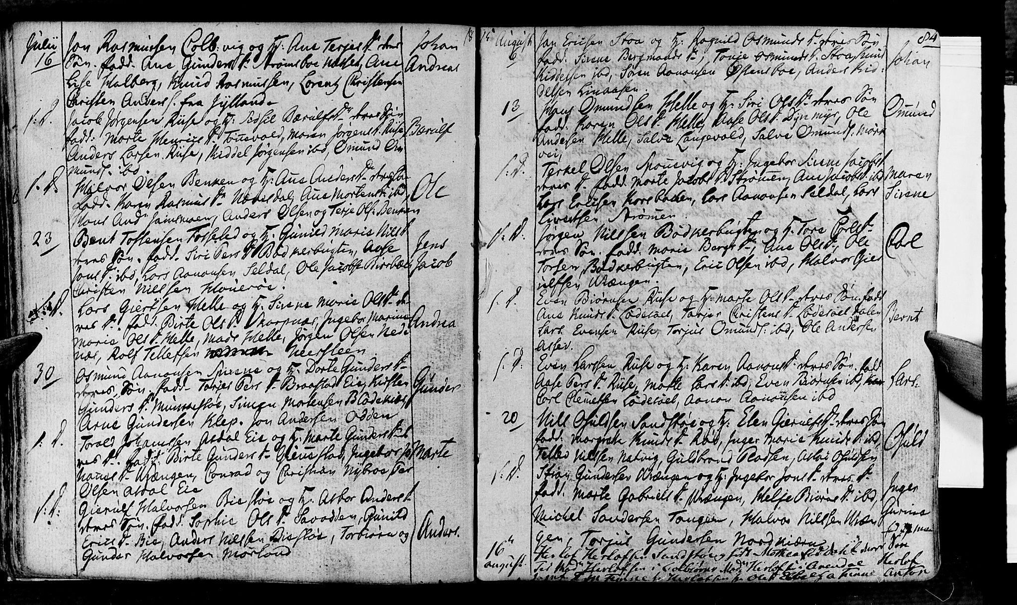Øyestad sokneprestkontor, SAK/1111-0049/F/Fa/L0011: Parish register (official) no. A 11, 1805-1824, p. 84