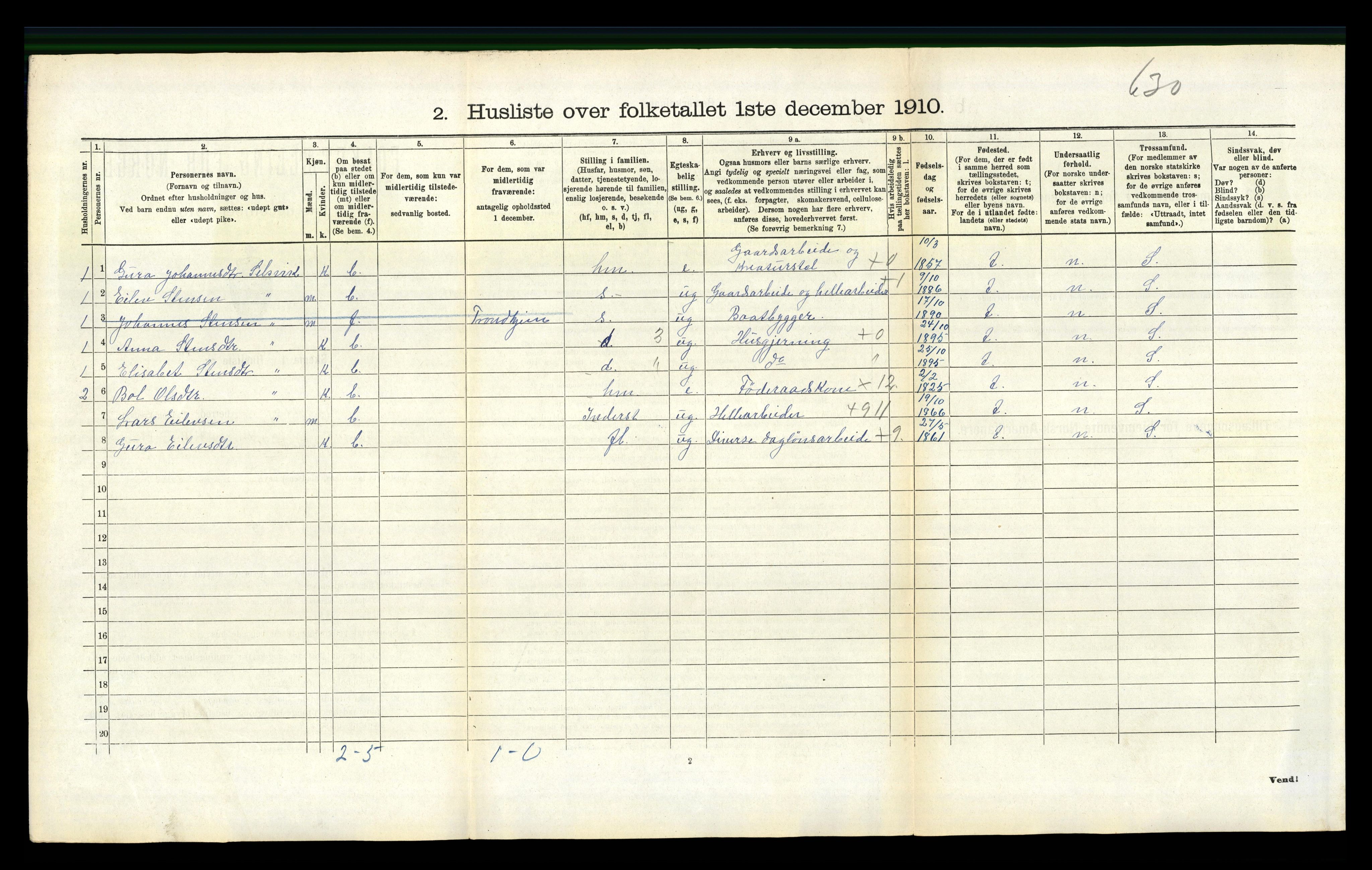 RA, 1910 census for Jondal, 1910, p. 273