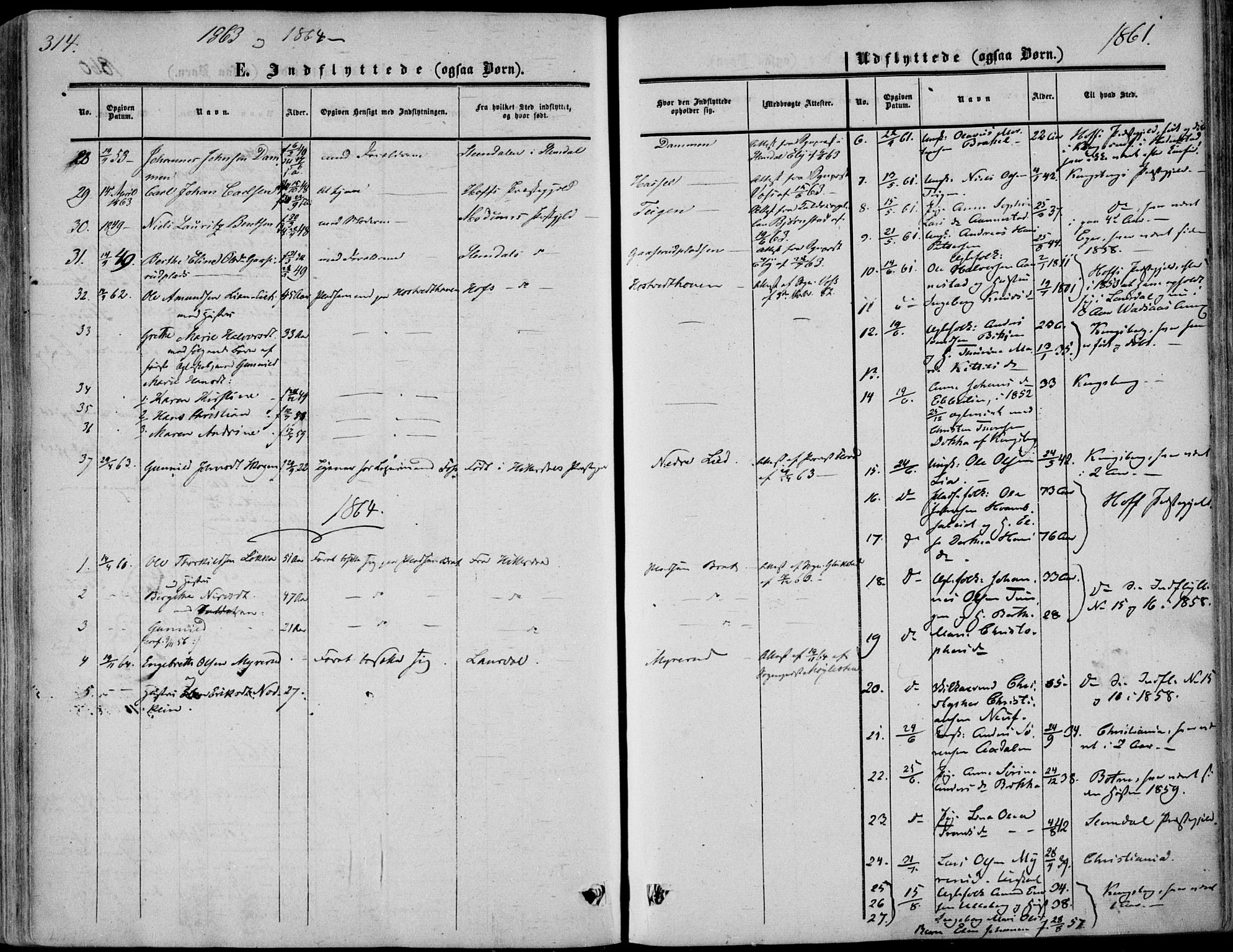 Sandsvær kirkebøker, SAKO/A-244/F/Fa/L0006: Parish register (official) no. I 6, 1857-1868, p. 314