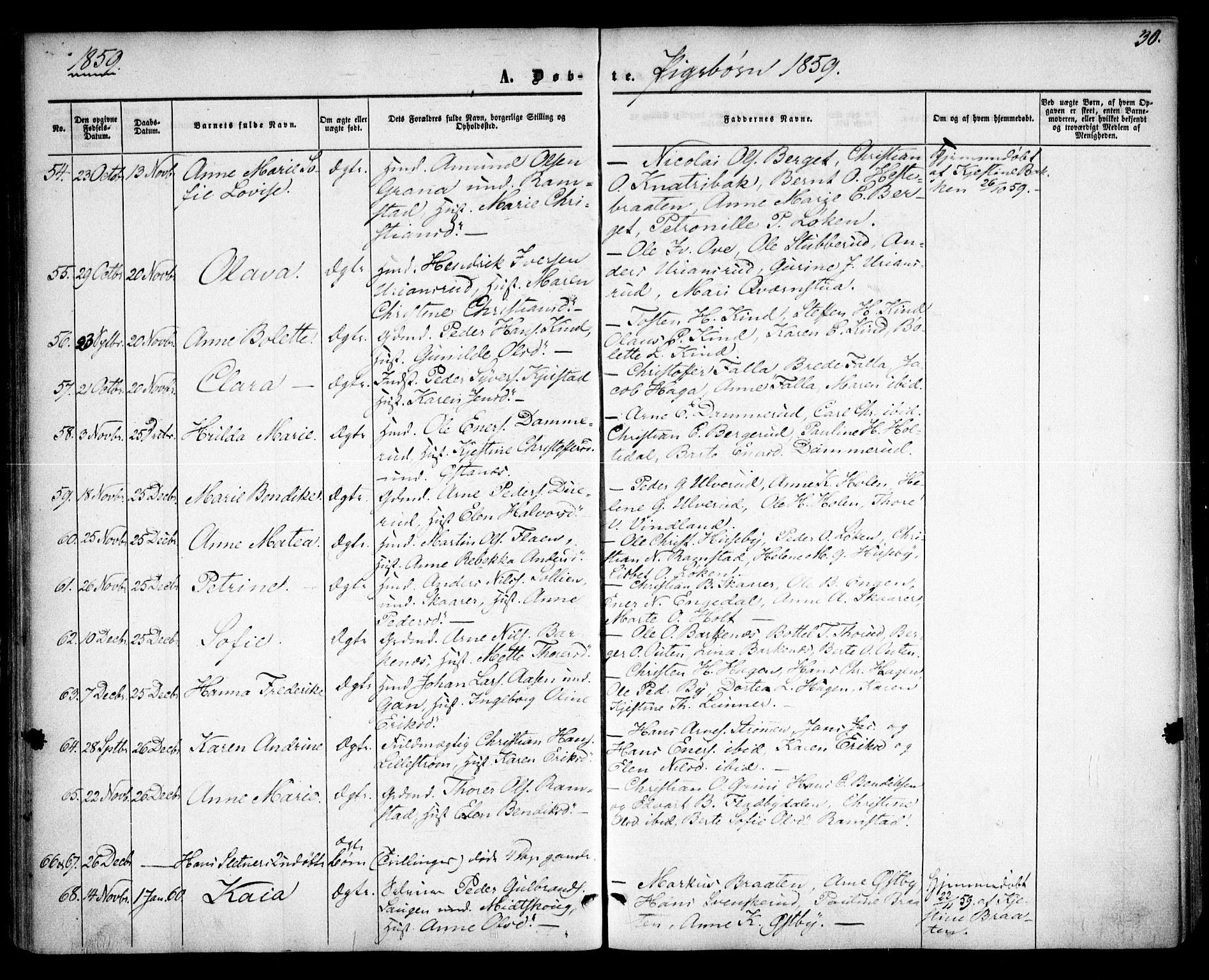 Fet prestekontor Kirkebøker, AV/SAO-A-10370a/F/Fa/L0011: Parish register (official) no. I 11, 1857-1866, p. 30