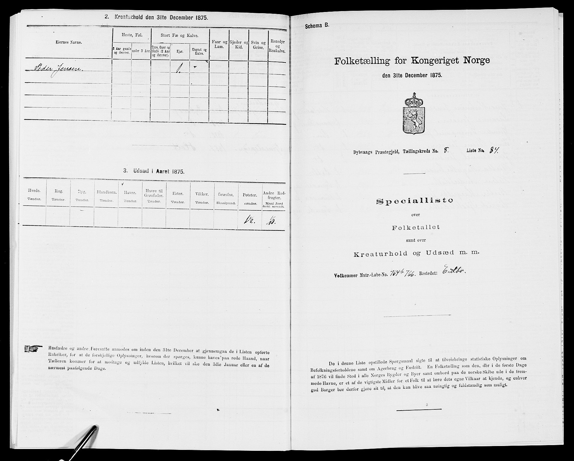 SAK, 1875 census for 0915P Dypvåg, 1875, p. 1093