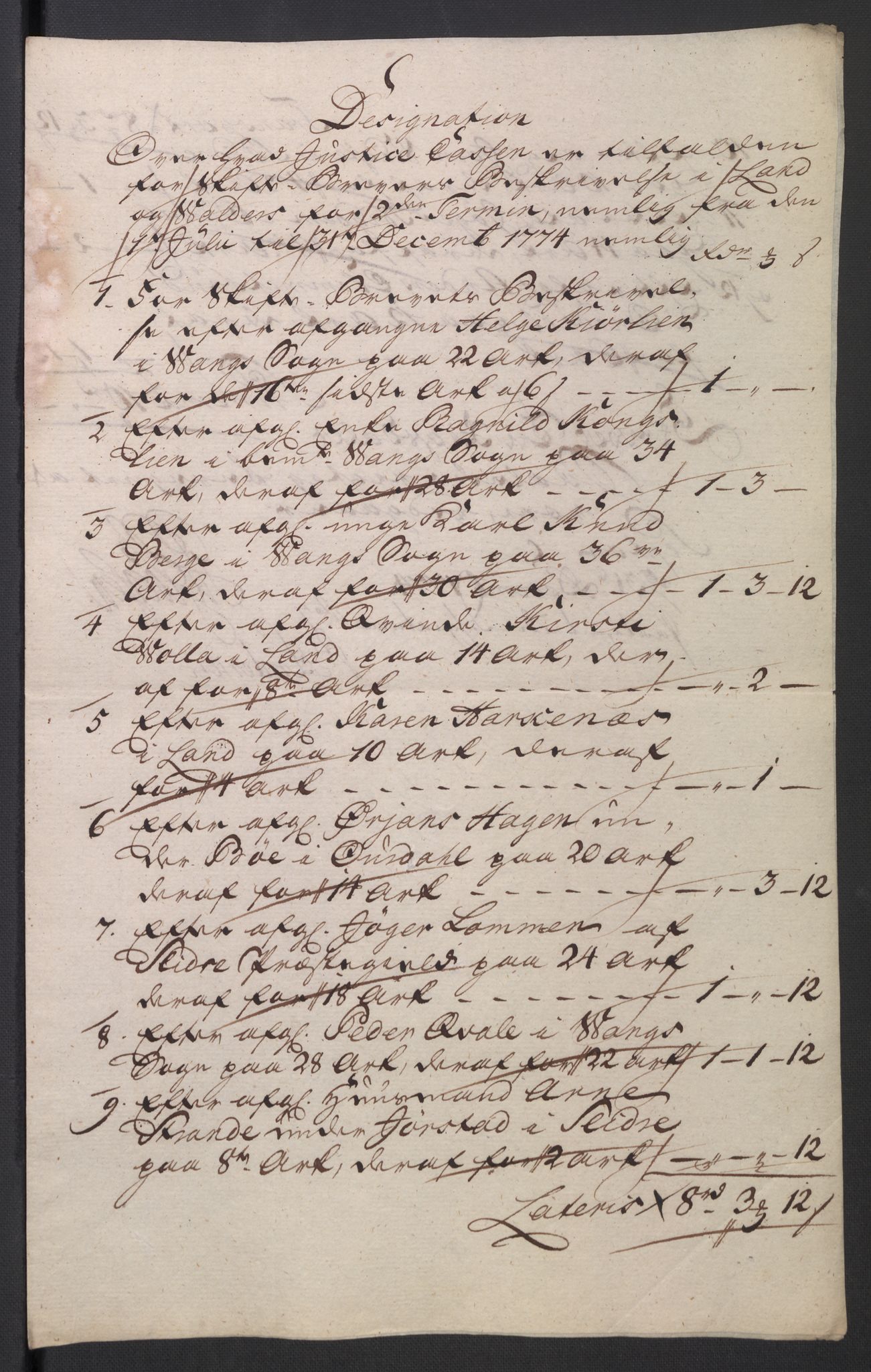 Rentekammeret inntil 1814, Reviderte regnskaper, Mindre regnskaper, AV/RA-EA-4068/Rb/L0014: Opplands amt, 1771-1779, p. 135