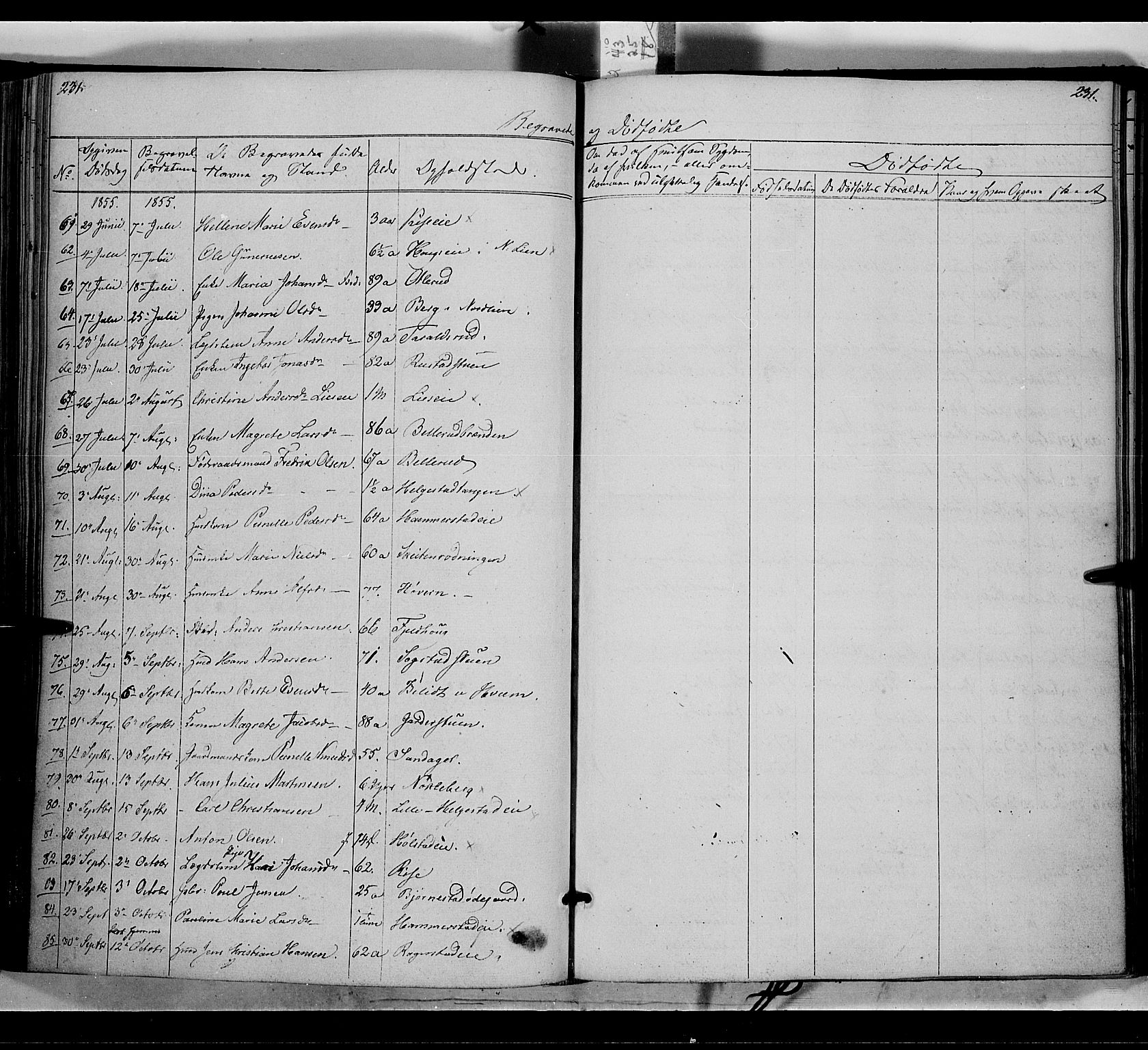 Østre Toten prestekontor, SAH/PREST-104/H/Ha/Haa/L0003: Parish register (official) no. 3, 1848-1856, p. 231