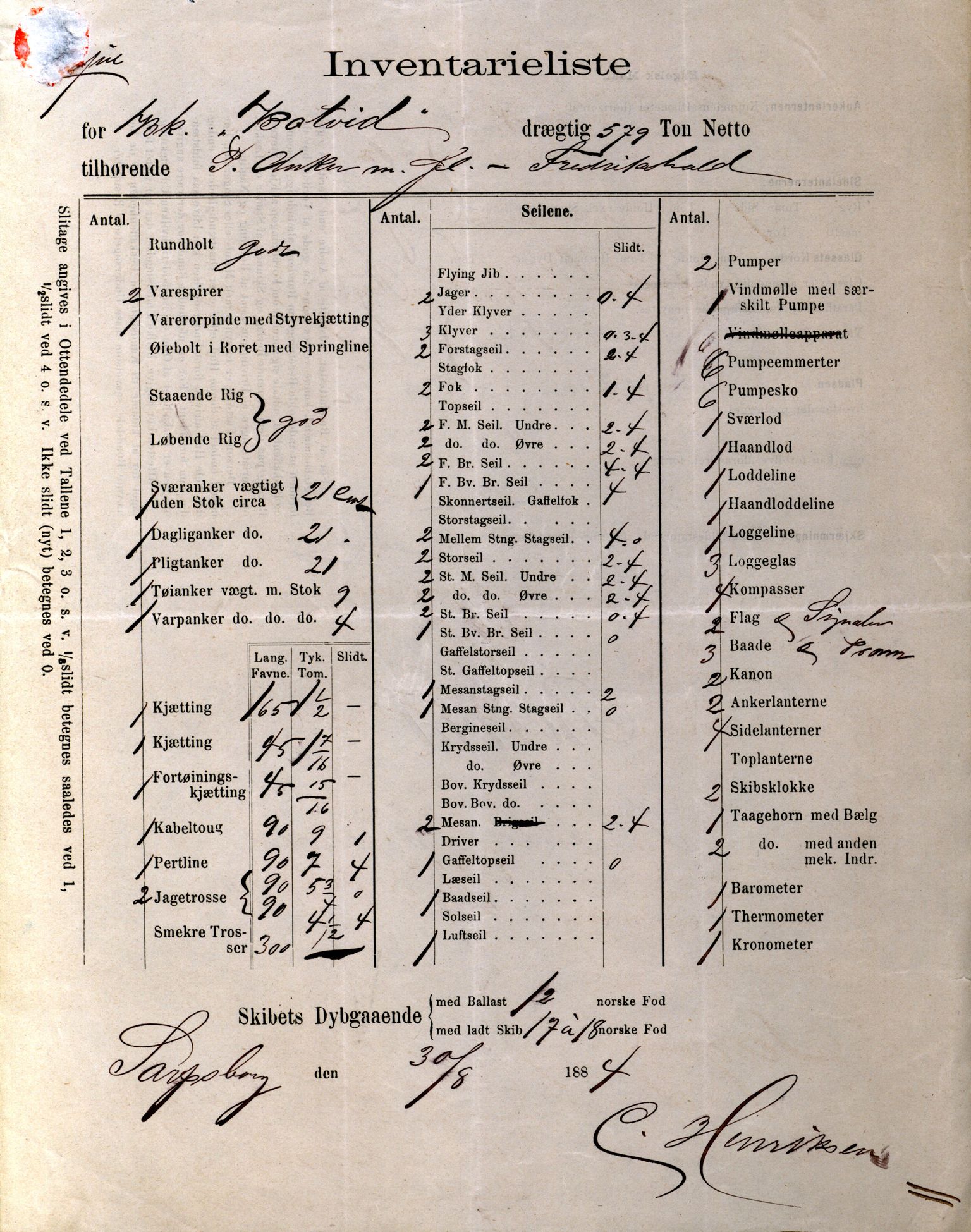 Pa 63 - Østlandske skibsassuranceforening, VEMU/A-1079/G/Ga/L0019/0010: Havaridokumenter / Victoria, Vigor, Cathrine, Brillant, Alvega, Rotvid, 1886, p. 101